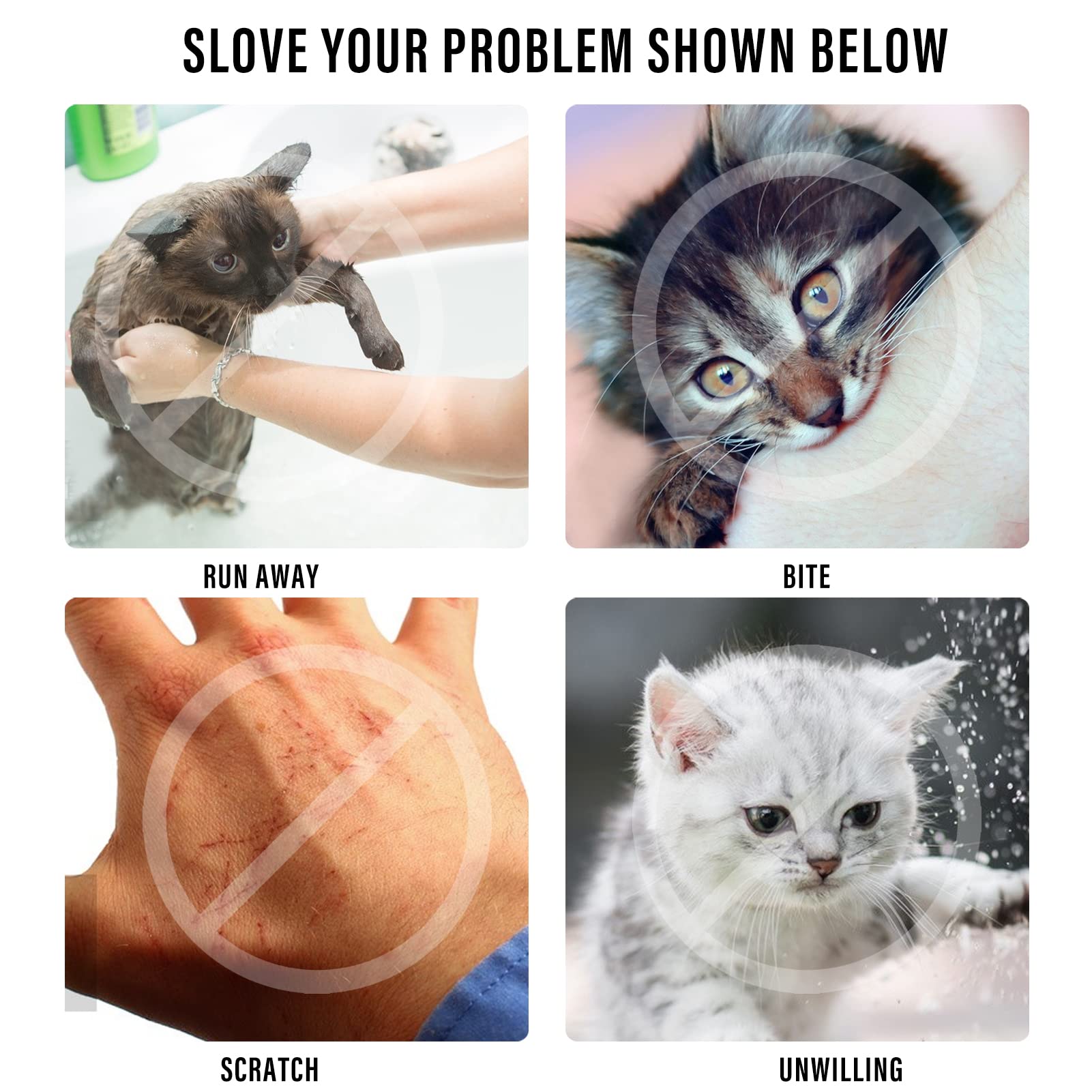 2 Pieces Cat Bathing Bag Cat Shower Net Bag, Anti-Bite Anti-Scratch Adjustable Breathable Mesh Grooming Carrier Bag For Pets, Bathing, Nail Trimming, Feeding Medicine, Ear Clean (Gray-Blue)