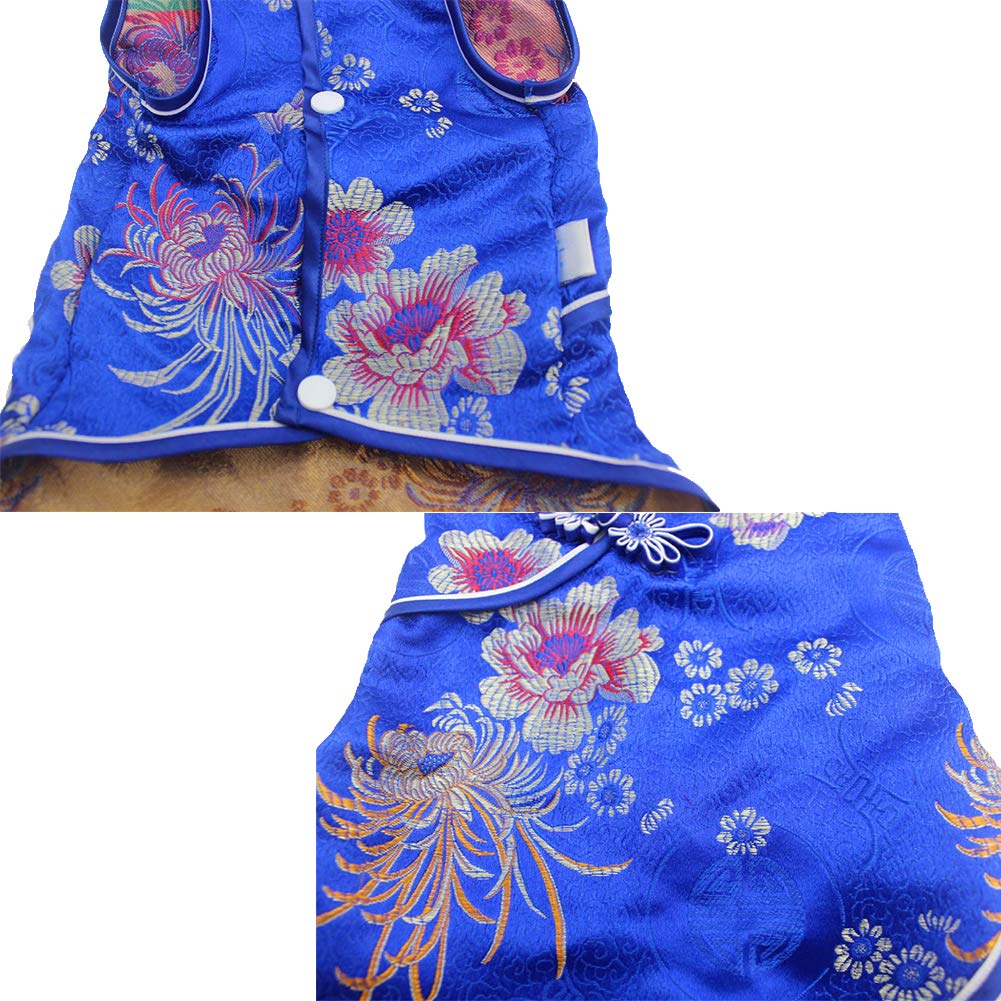 Seis Pet Costume Tang Suit Dog Cheongsam Satin Clothes Chinese Style Clothing For Dogs Pet Skirt Puppy Cats Dress Dog Vest Tshir