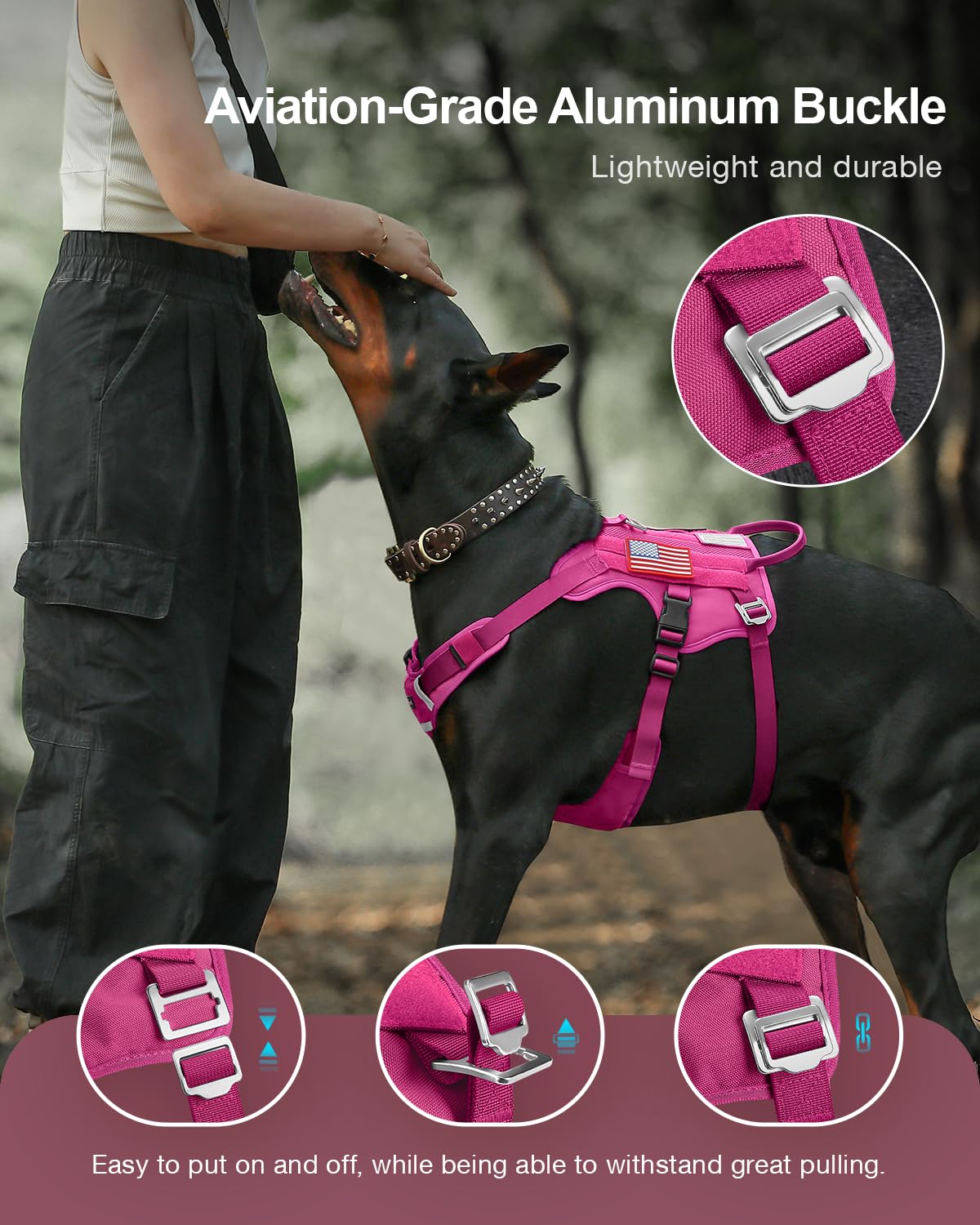 FAYOGOO Tactical Dog Harness for Large Medium Dog - Mesh Breathable Dog Harness Escape Proof with Handle - No Pull Military Serv