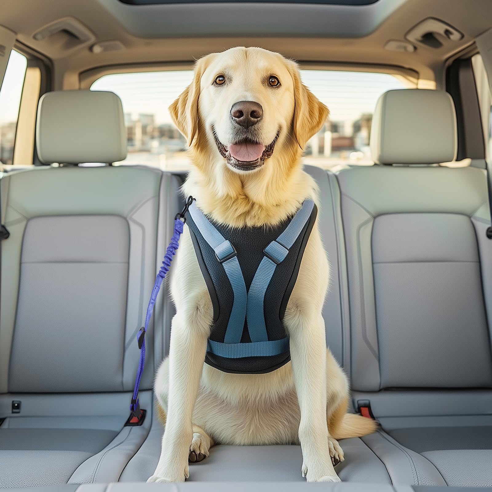 3 Pack Thickened Dog Seat Belt, Set Retractable Dog Car Adjustable Seatbelts for Vehicle Nylon Pet Safety Heavy Duty & Elastic &