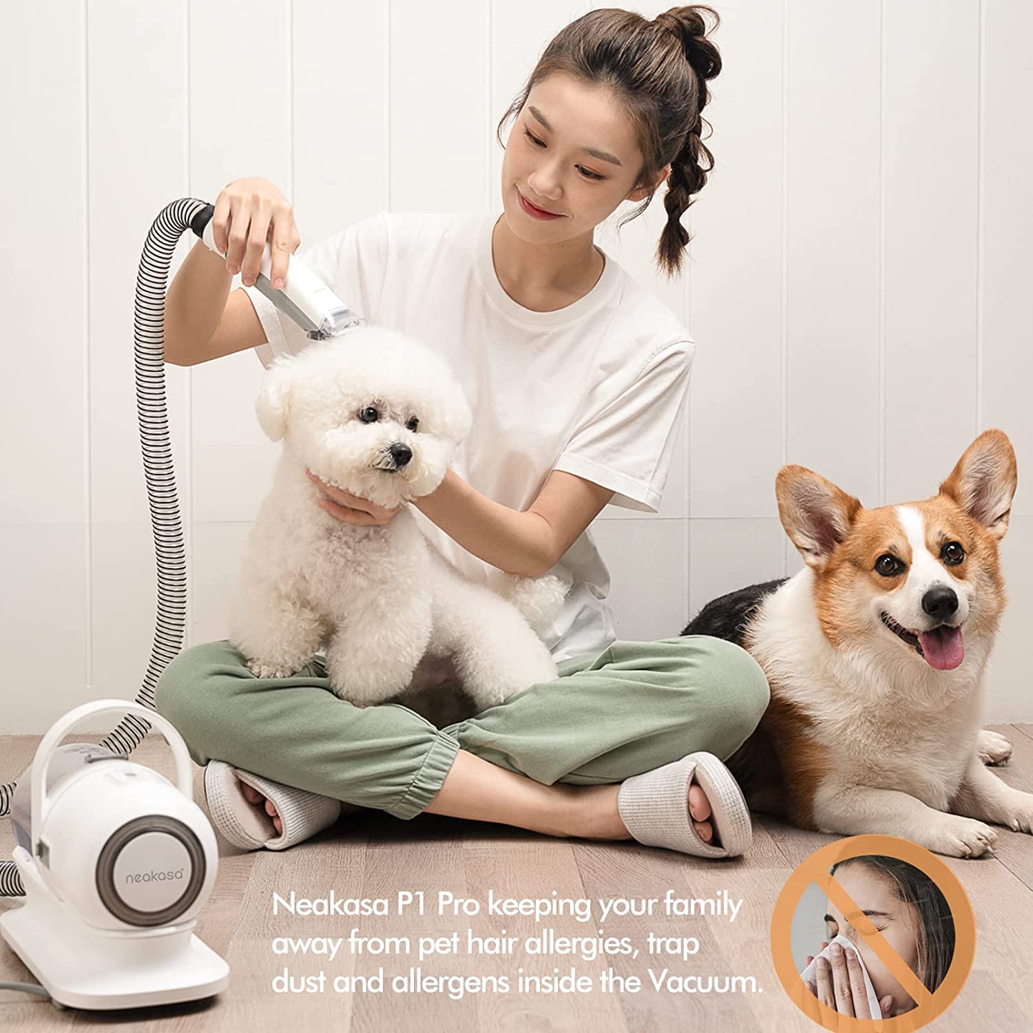 Neakasa By Neabot P1 Pro Pet Grooming Kit & Vacuum Suction 99% Pet Hair With 5 Professional Grooming Shedding Tools For Dogs Cats And Other Animals