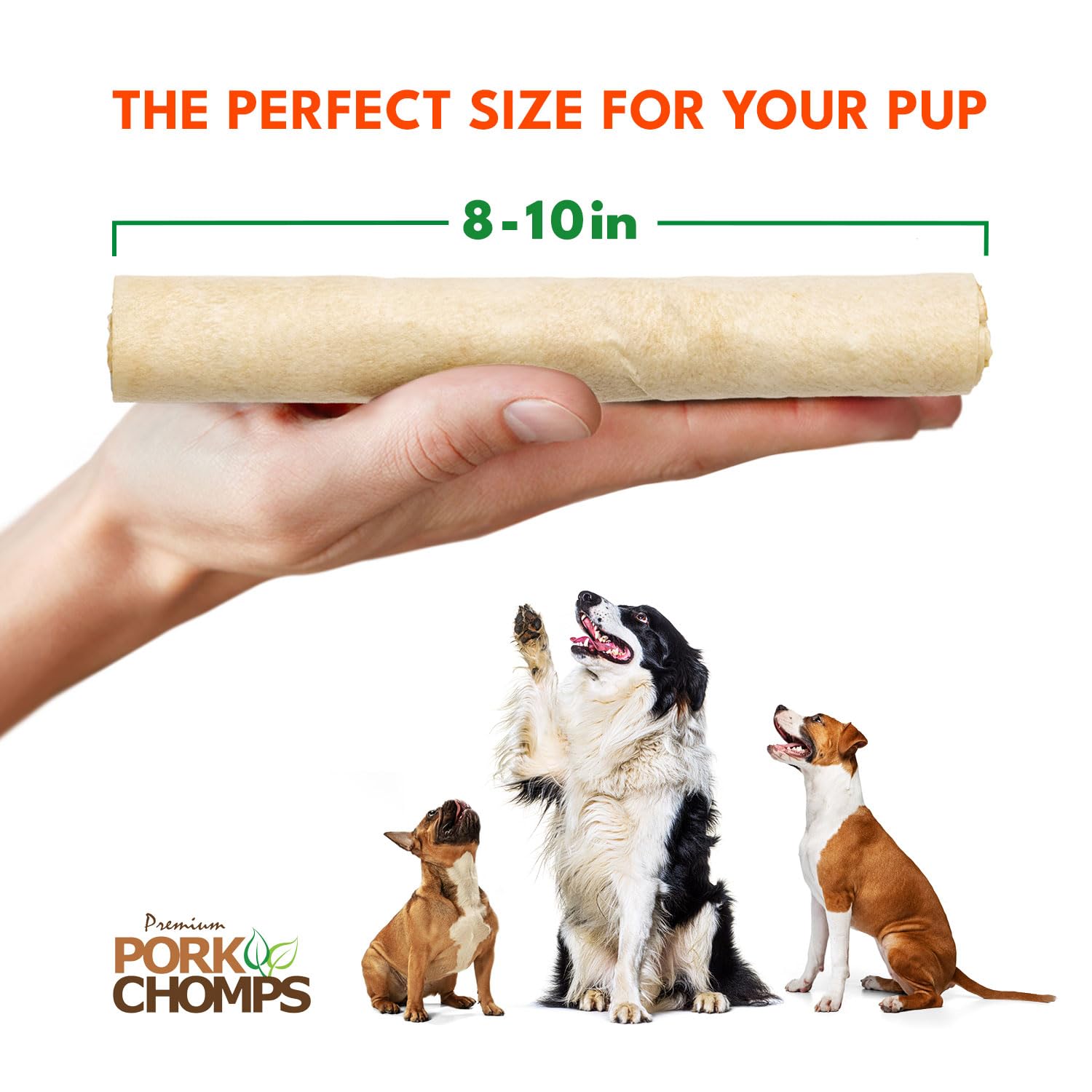 Pork Chomps Baked Pork Skin Dog Chew, 8-inch Roll, 1 Count