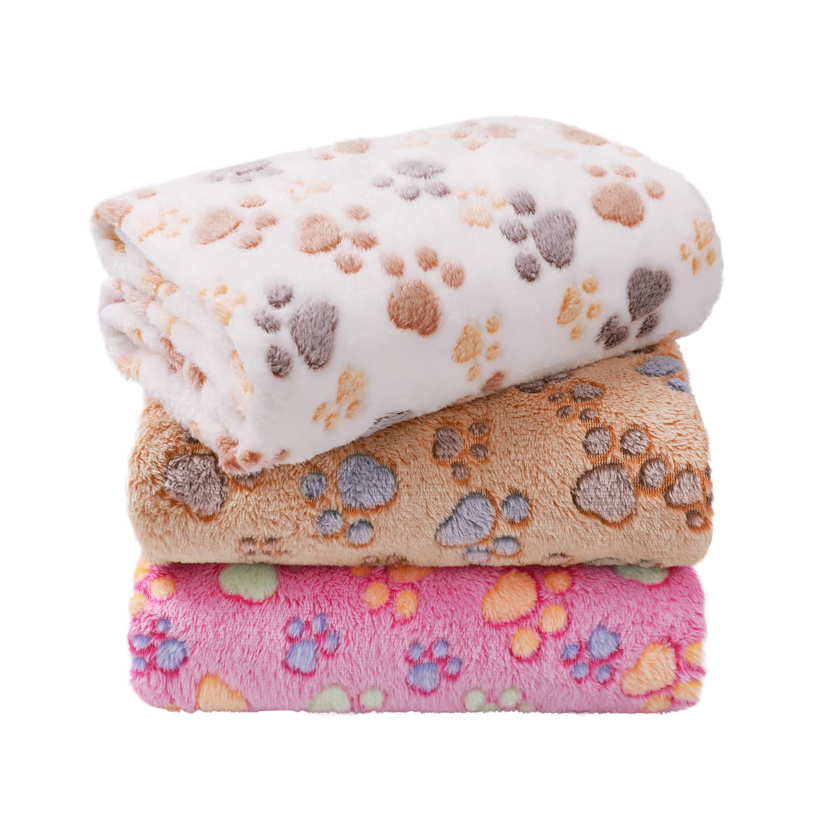 LINENLUX 1 Pack 3 Blankets Super Soft Fluffy Premium Fleece Dog Blankets for Puppy Cat Pet Blanket Flannel Throw Warm Sleep Dog 