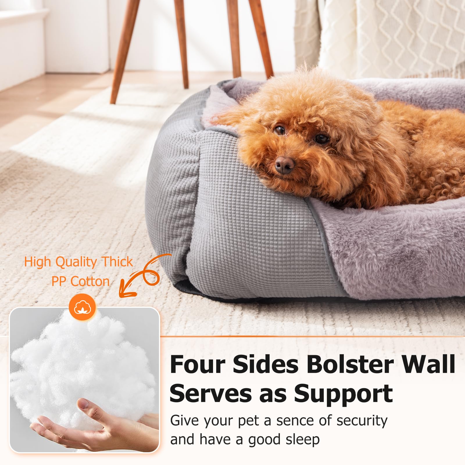 Mixjoy Dog Beds For Small Dogs, Cat Beds For Indoor Cats Washable, Calming Pet Small Size Dog, Soft Rectangle Pet Beds Sofa Cudd