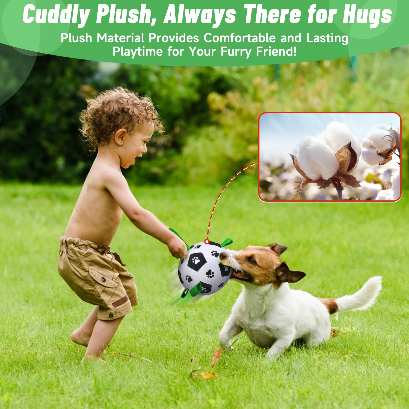 QDAN Interactive Dog Toys,Interactive Dog Ball,Dog Soccer Ball with Straps,Dog Toys to Keep Them Busy,Long-Range Remote Control,