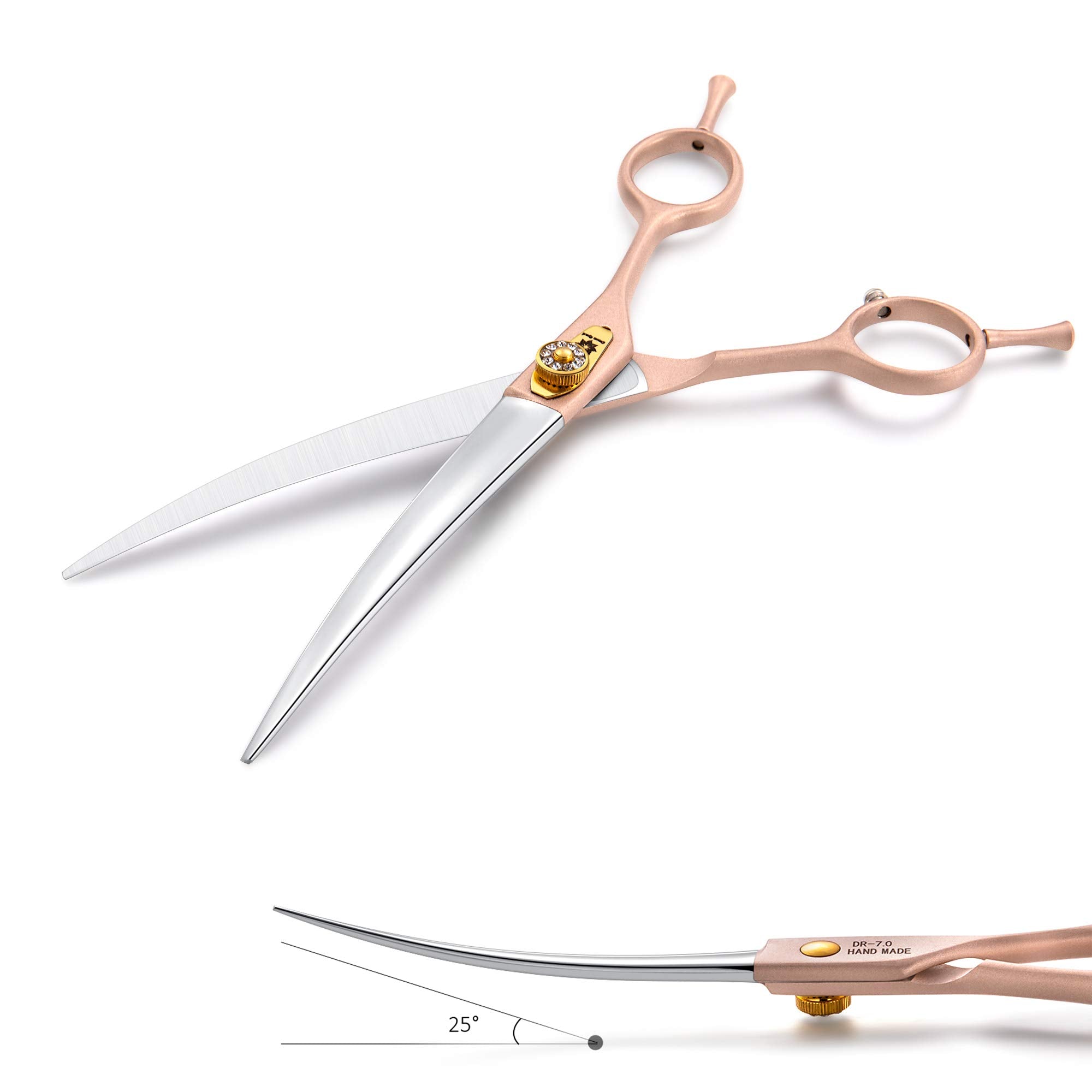 7 Inches Professional Pet Grooming Scissors, 440C Japanese Steel Straight & Curved & Thinning & Chunker Shears/Scissors For Dog Cat And More Pets (7 Inch-Curved Scissors)