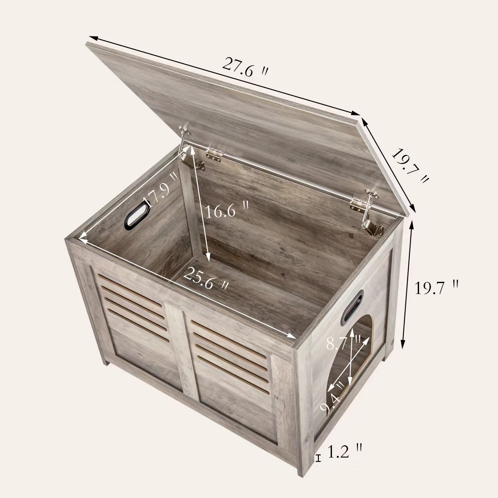 Dinzi Lvj Litter Box Enclosure, Flip Top Litter Box Furniture, Good Ventilation, Hidden Cat Washroom, 27.6'' L X 19.7'' W X 19.7