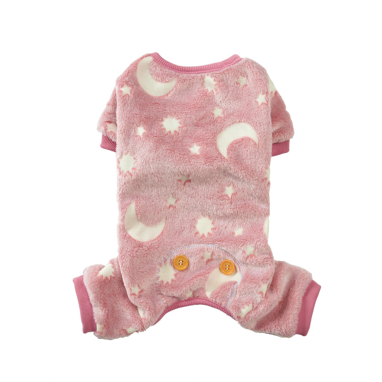 Maigllra Plush Dog Pajamas Glow In The Dark Dog Jumpsuit 4 Legged Onesie For Small Medium Large Dog, Pink Moon S