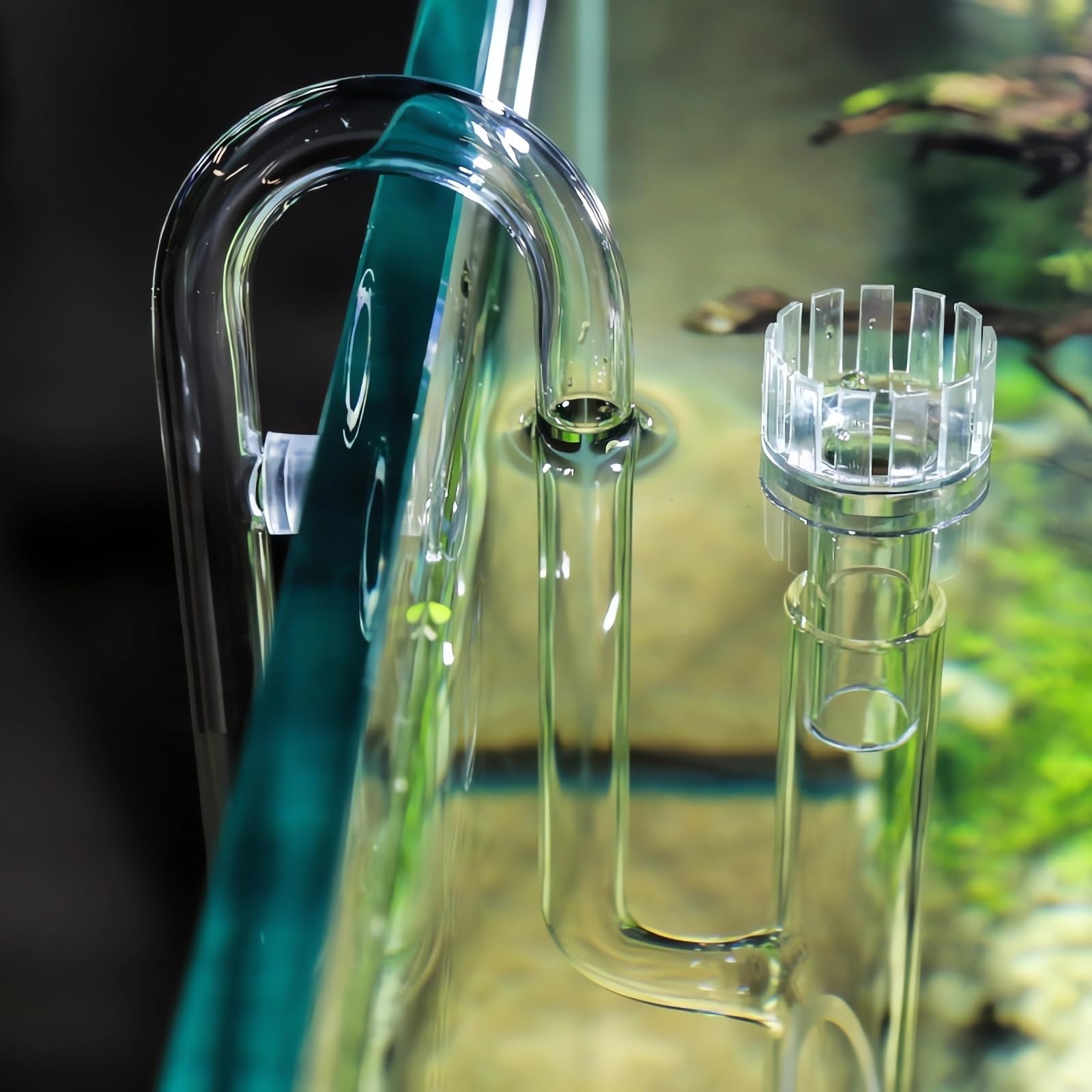 Jardli Glass Lily Pipe Inflow With Surface Skimmer For Aquarium Planted Tank (17Mm For 16/22Mm (5/8'' I.D.) Tubing)