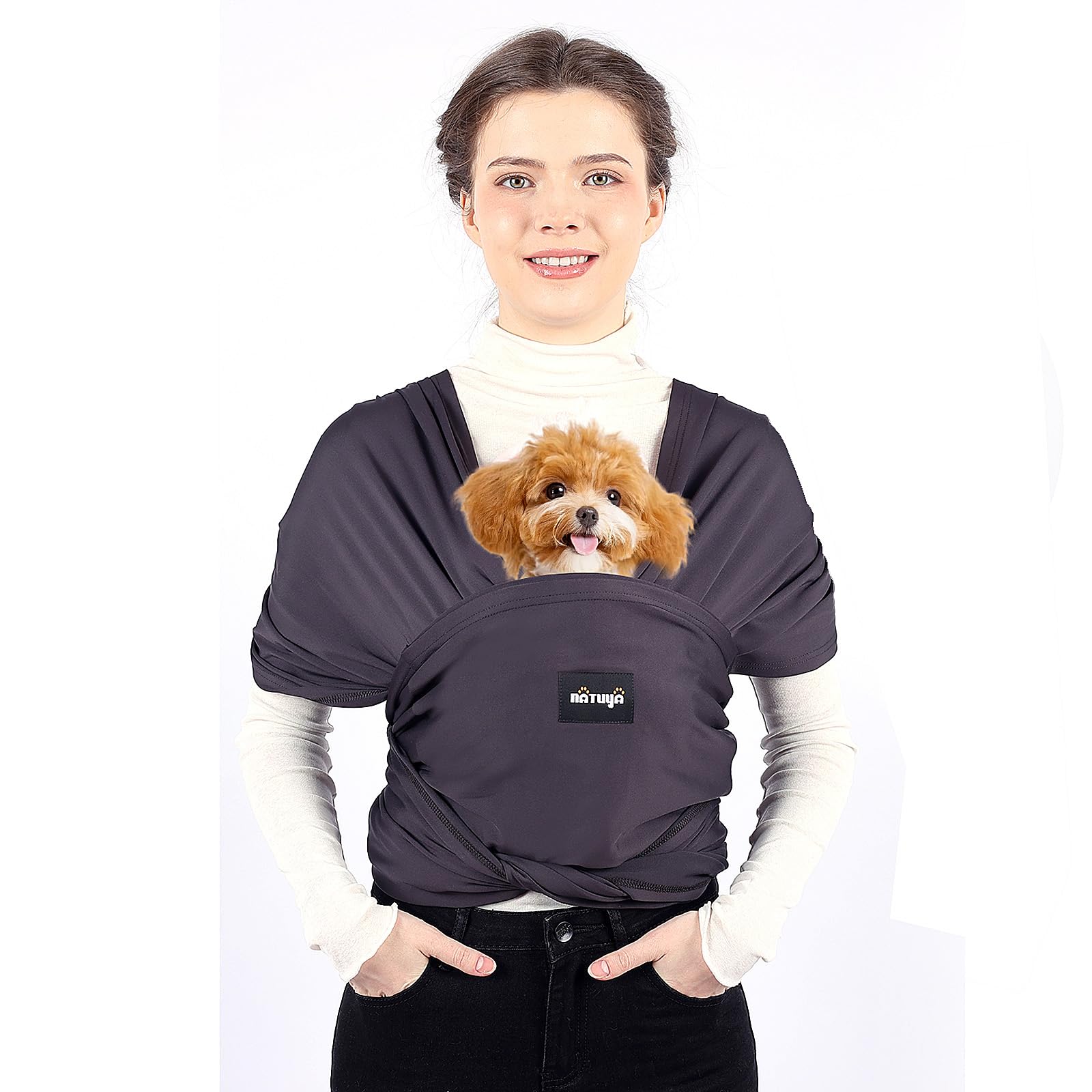 Natuya Dog Sling Carrier, Small Dog Front Carrier, Lightweight Hands Free Puppy Carrier, Anti-Anxiety Cat Sling, Size Adjustable