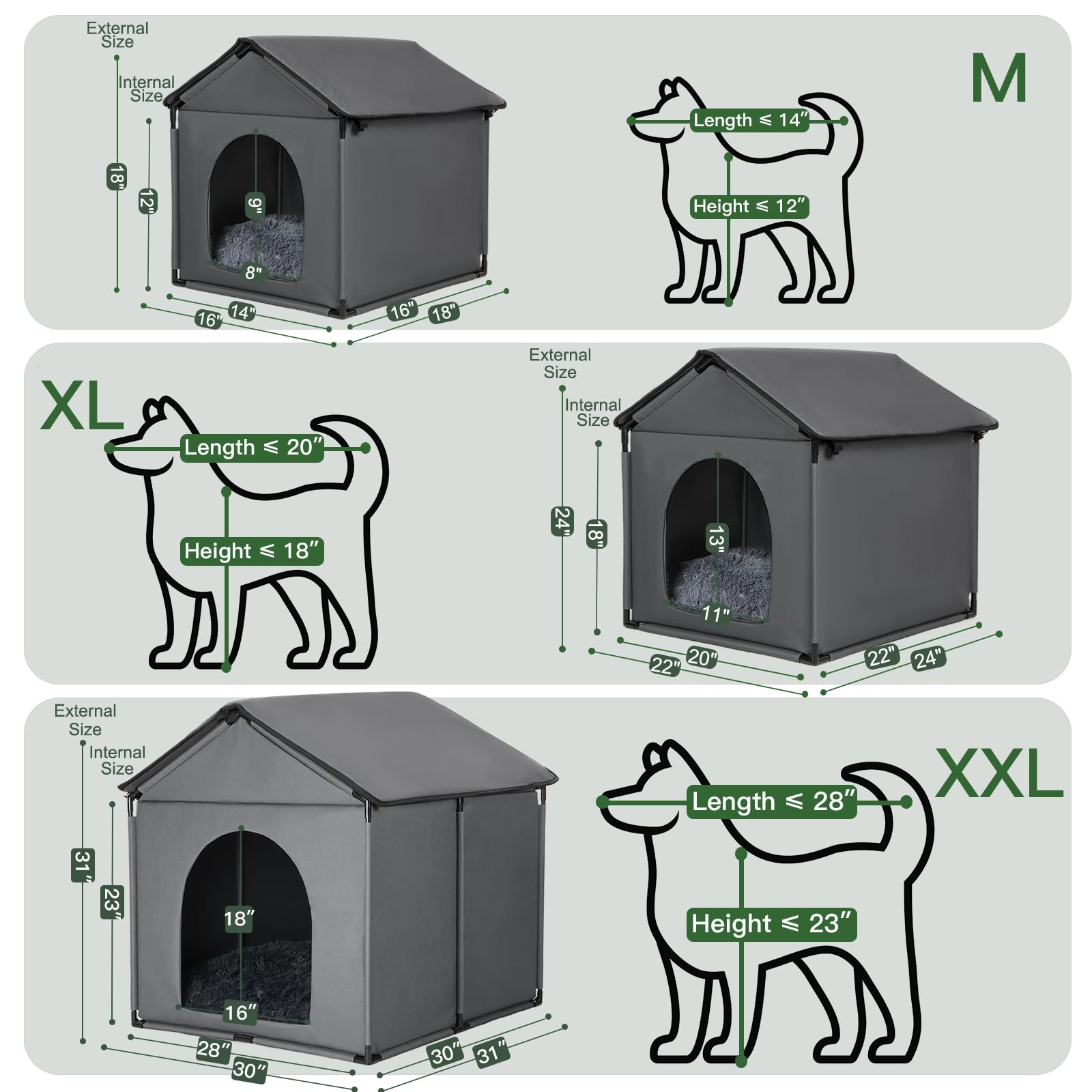 Loobmbns Small Dog House Soft Indoor With Internal Size 22X20X18In For Beagle French Bulldog Welsh Corgi, Small Pet House With S