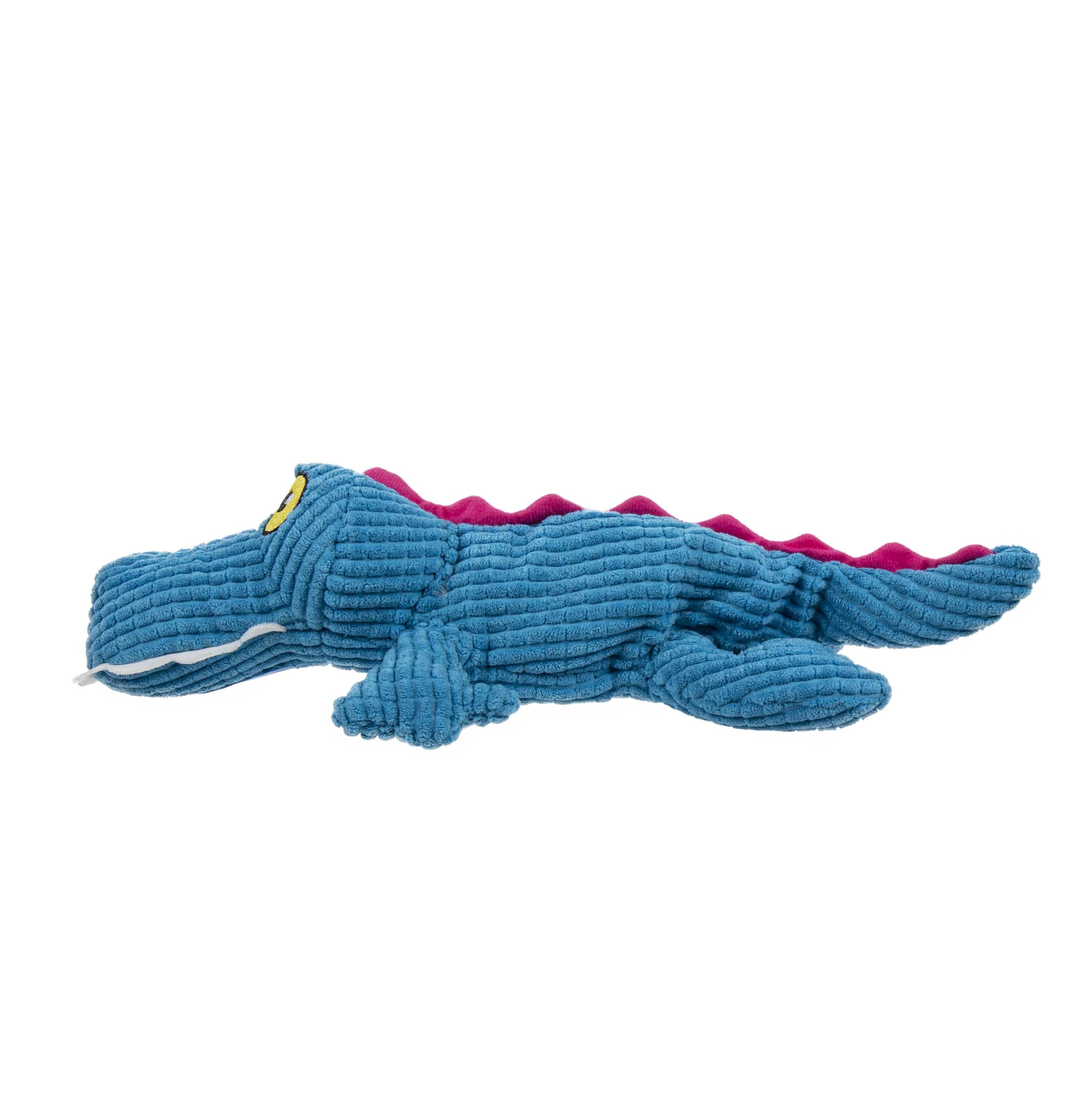 Trustypup Silent Squeak Gator Plush Chew Guard Dog Toy With Ultrasonic Squeaker, Blue, Large
