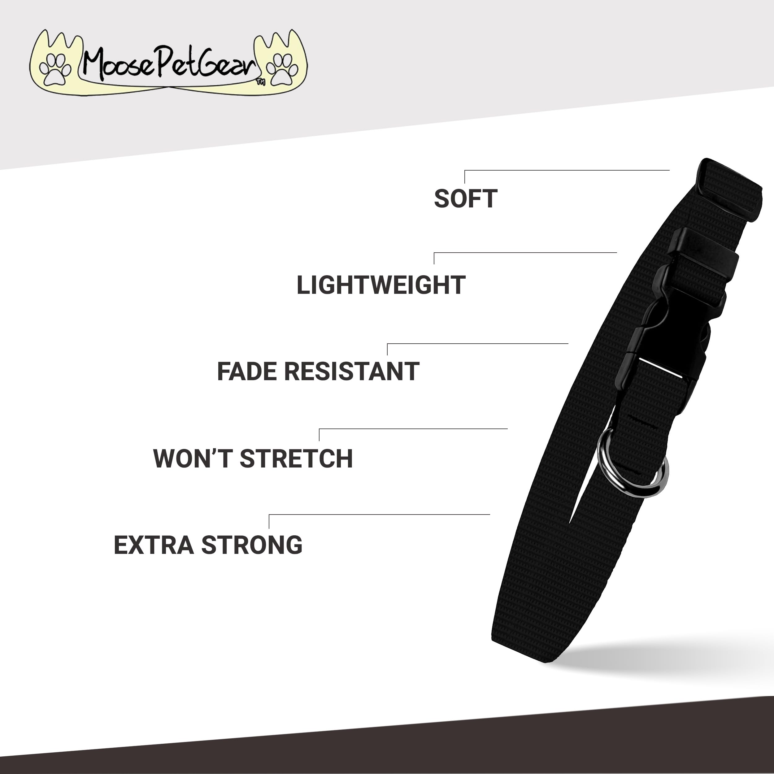 Moose Pet Wear Classic Dog Collar – Adjustable Pet Collars, 1 Inch Wide, Large, Forest Green