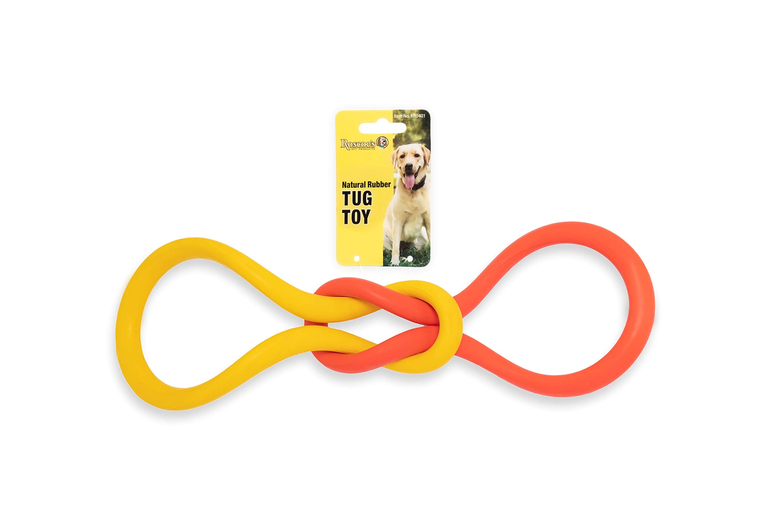 Roscoes Pet Products Natural Rubber Tug Toy for Dogs. Safe and Non-Toxic.