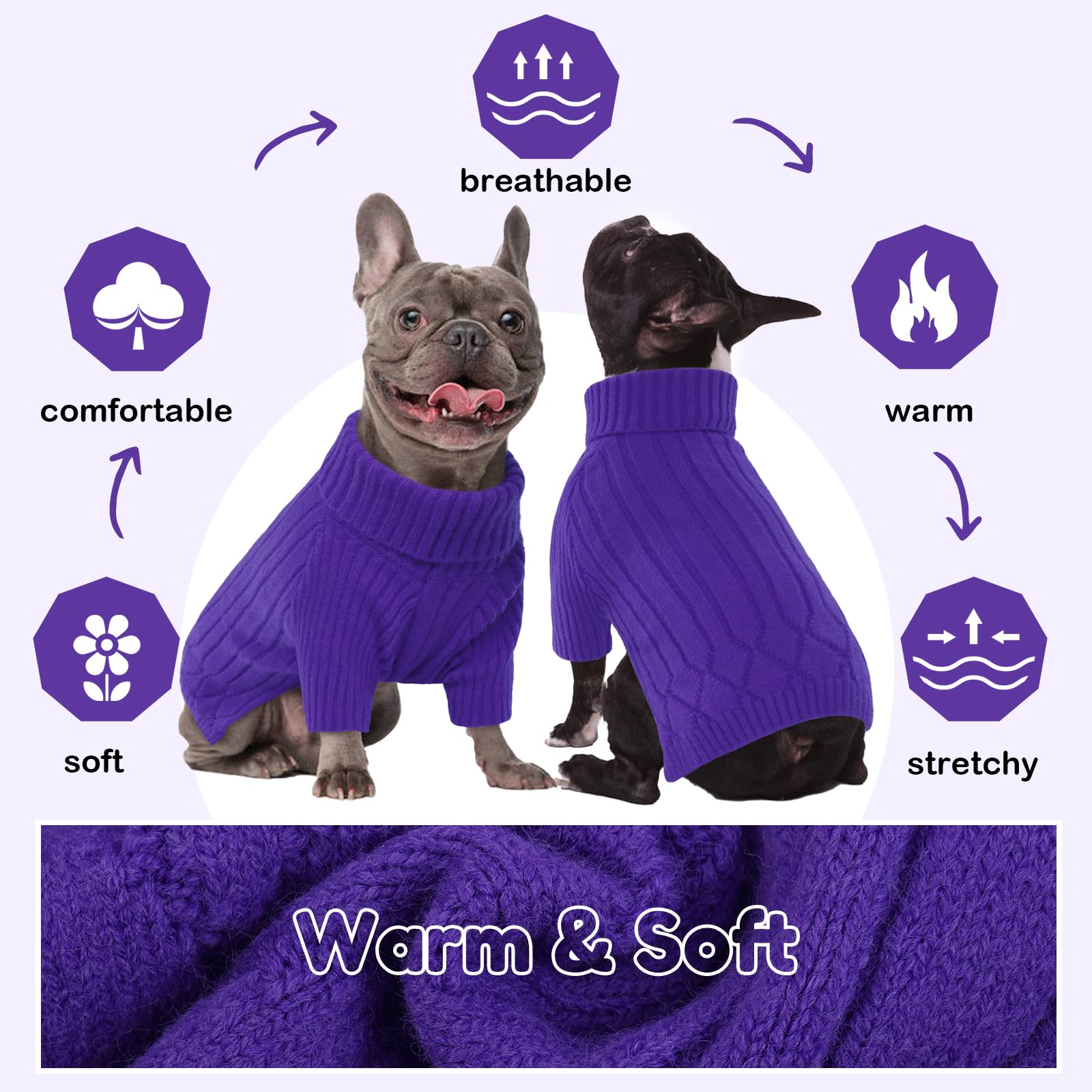 OUOBOB Dog Sweater for Medium Dogs, Warm Winter Fall Dog Sweaters for Dog Girls Boys, Turtleneck Dog Knitwear, Doggie Christmas