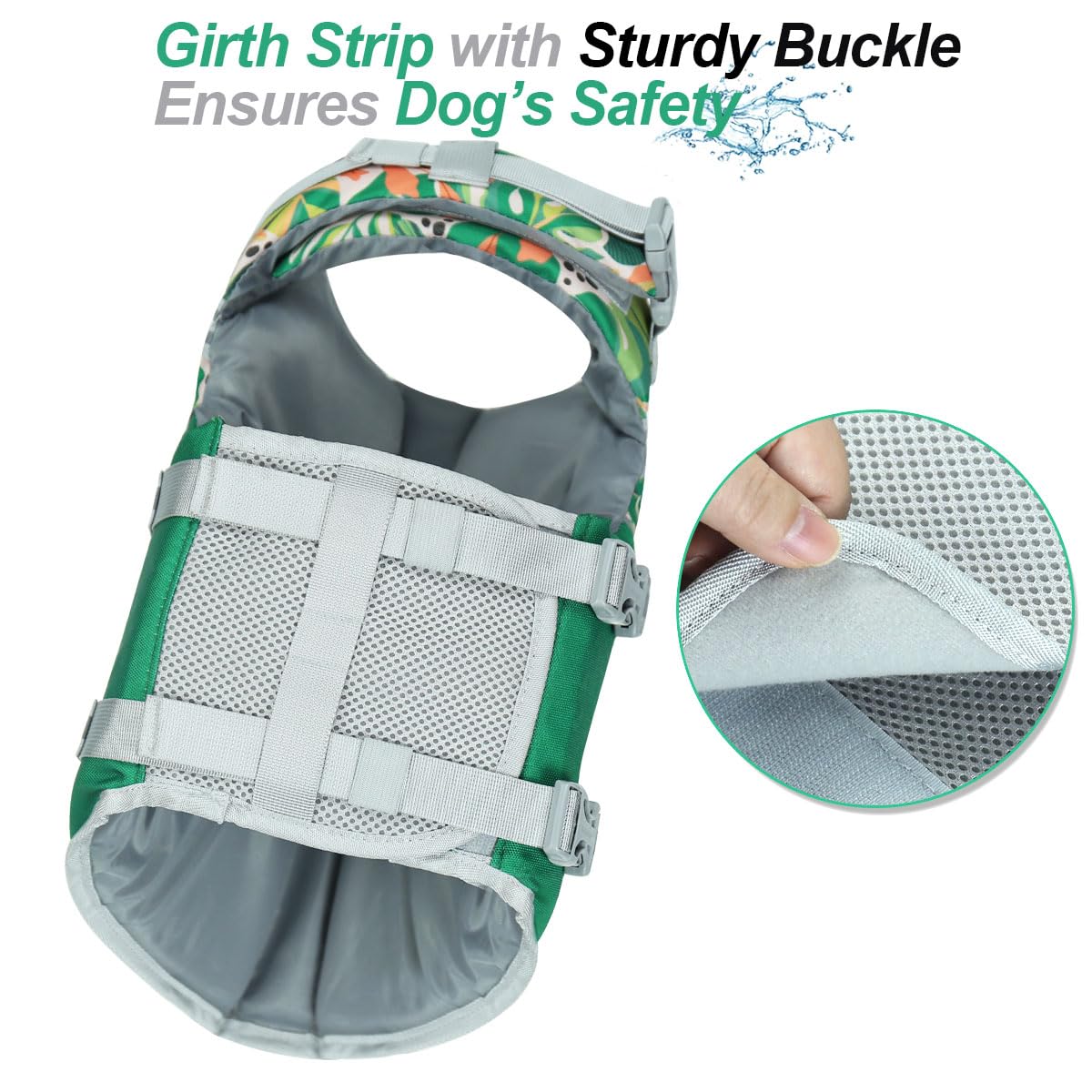 Vivaglory Sports Style Dog Life Jacket With Extra Flotation, Adjustable & Durable Swim Life Vest With Secure Fastening System For Small Dogs, Floral