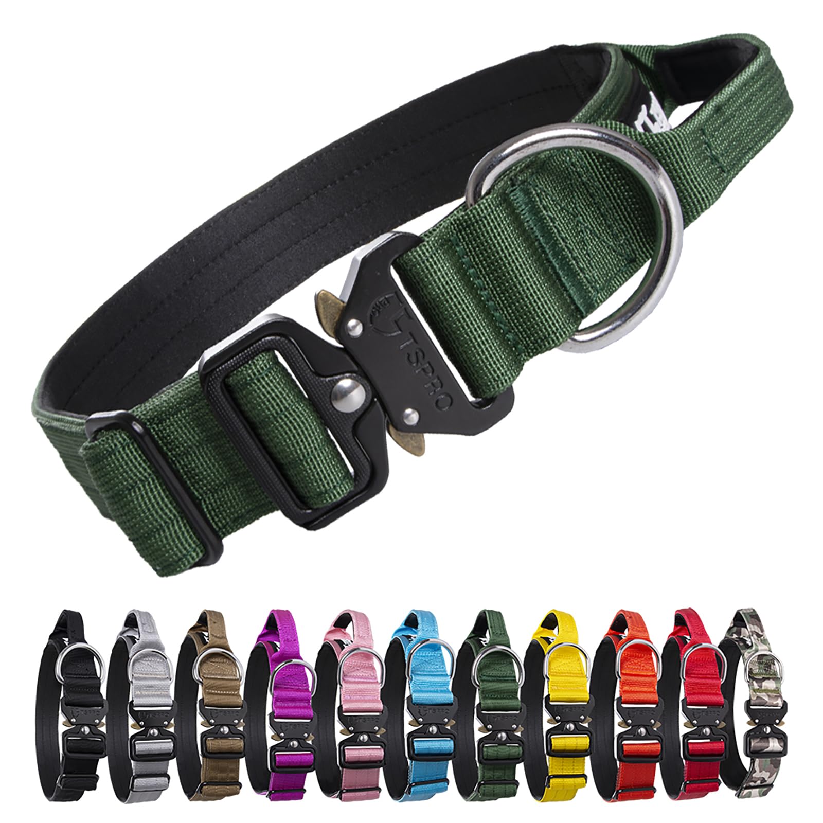 Tspro Premium Dog Collar With Handle Thick Dog Collar Adjustable Dog Collar Heavy Duty Quick-Release Metal Buckle Dog Collar For
