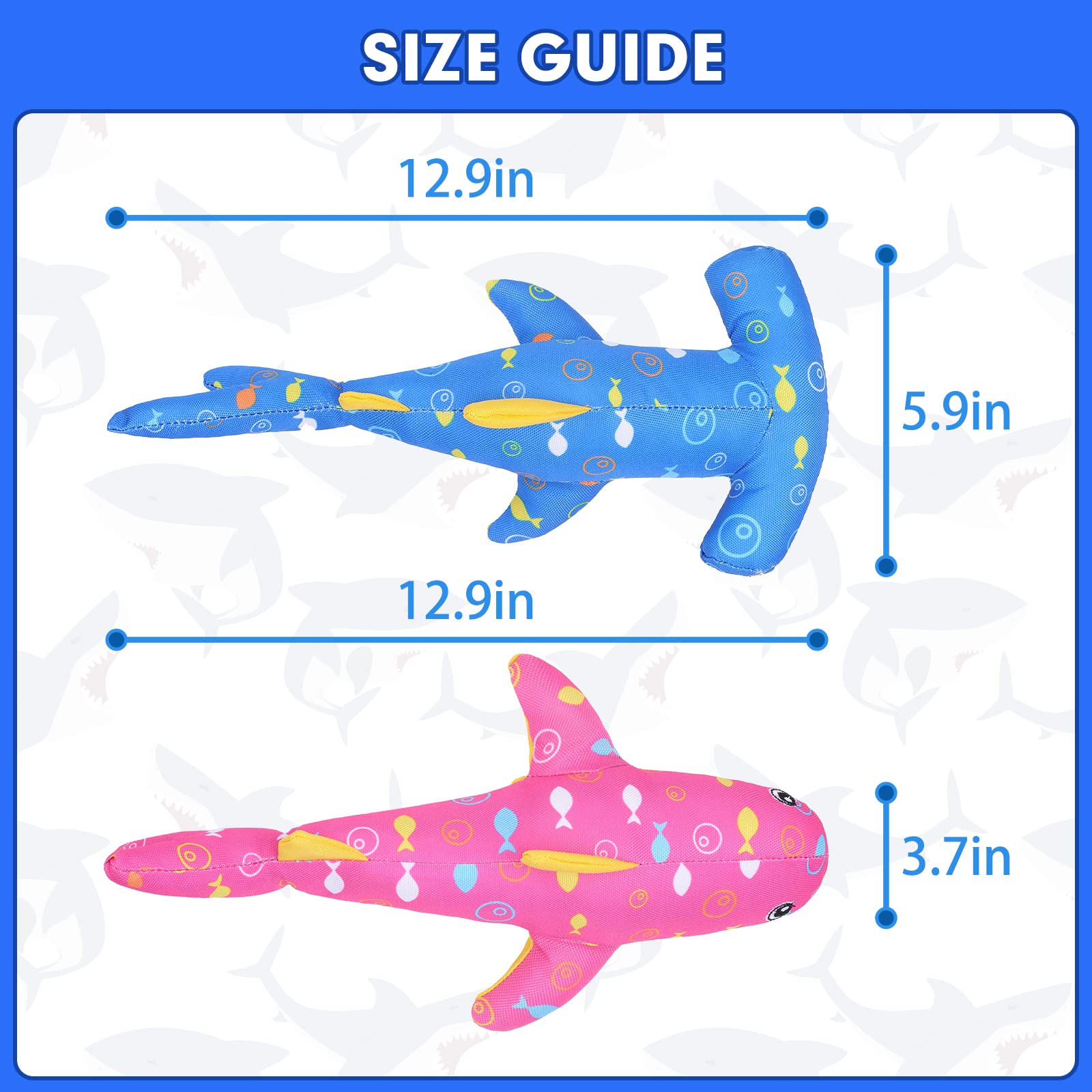 Bingpet Floating Fetch Pool Toy For Dogs,2 Pack Squeaky Shark Water Toys Pet Chew Toy For Summer Pool Playing Games,Interactive