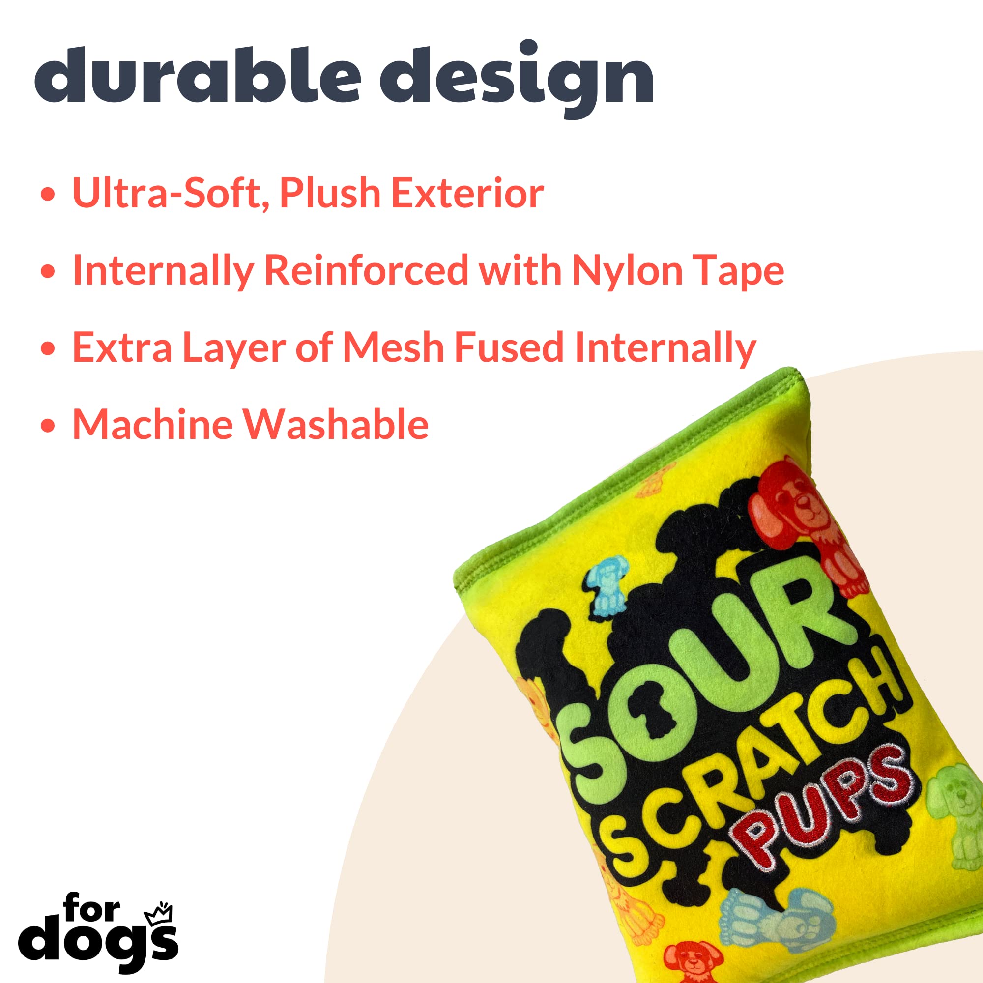 Huxley & Kent For Dogs - Sour Scratch (Small) - Power Plush Funny Dog Toy With Squeaker - H&K Squeaky