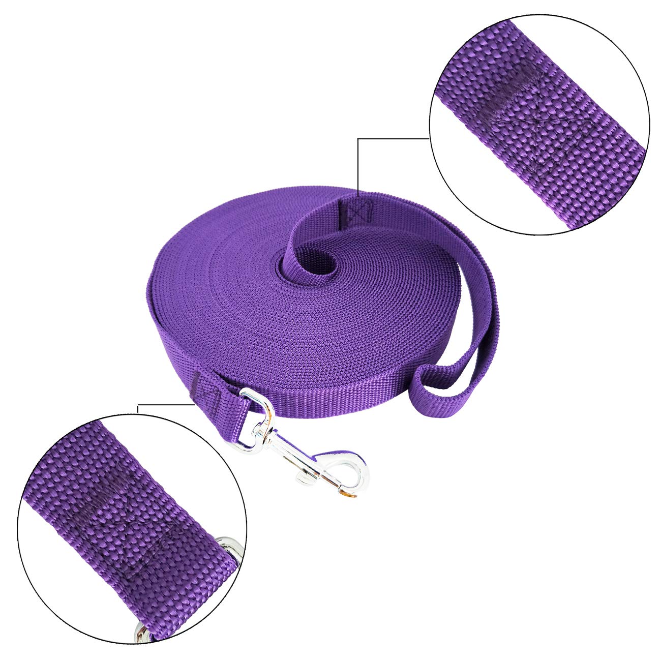 Salo Durable Nylon Training Dog Leash For Small Medium Large Dogs, 1 Inch Wide, 20Ft 30Ft 40Ft 50Ft Long Leash Dog/Puppy Lead Fo