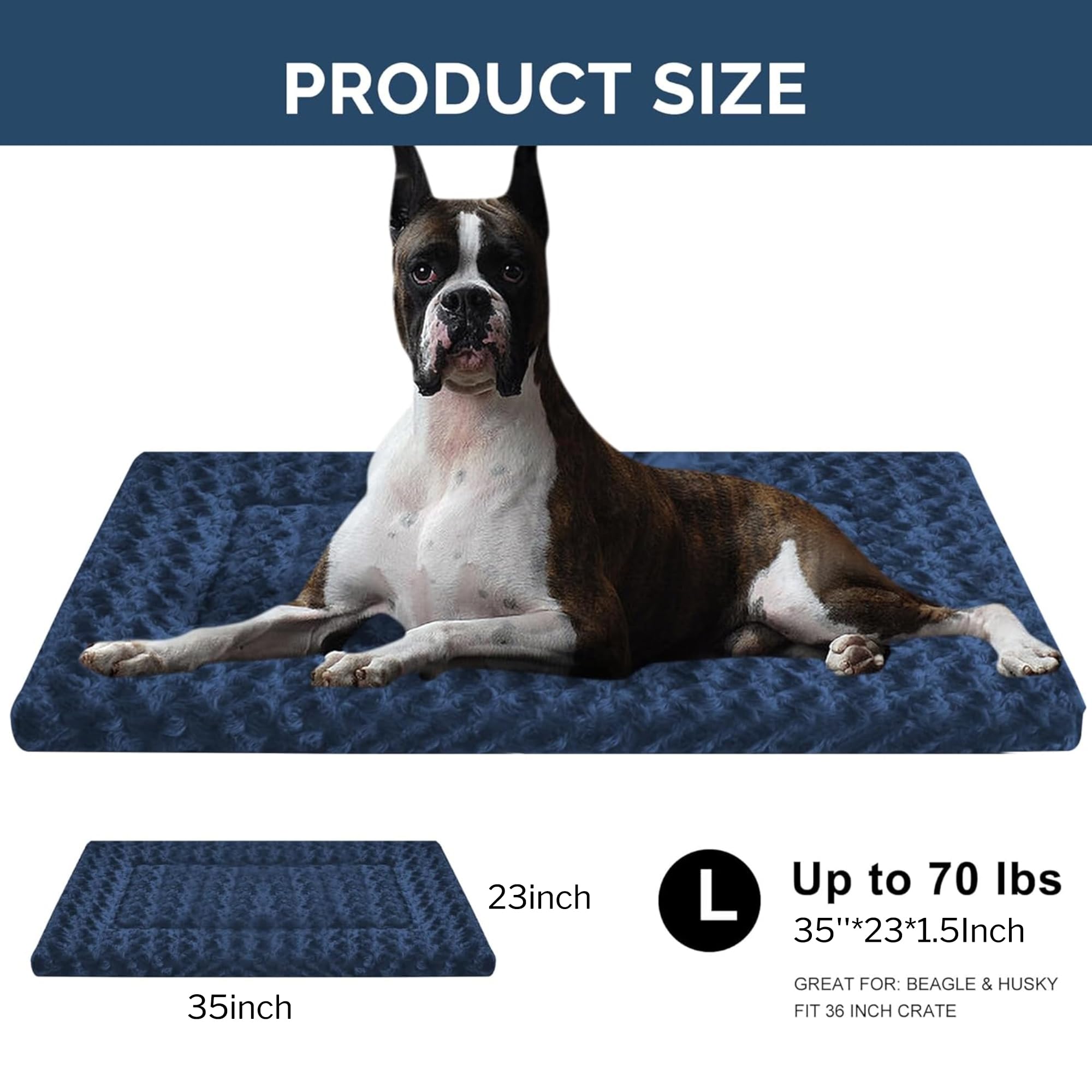 Dog Beds Crate Pad, Dog Bed Mat For Large Dogs Sleeping, Soft, Durable, Washable & Anti-Slip Crate Pads, Reversible Kennel Mat L