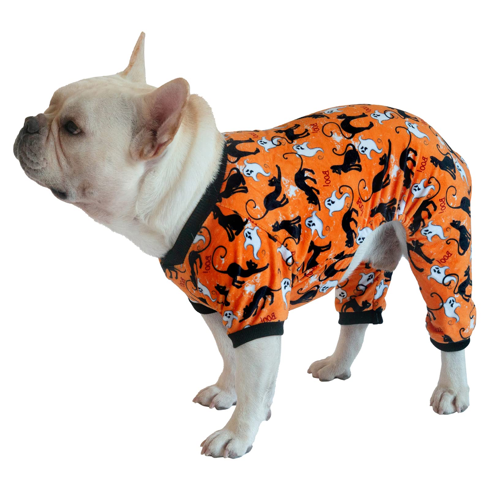 Cutebone Halloween Dog Pajamas Pet Clothes Cat Apparel Shirt Winter Holiday Cute Pjs Bodysuit For Doggie Onesies P173M