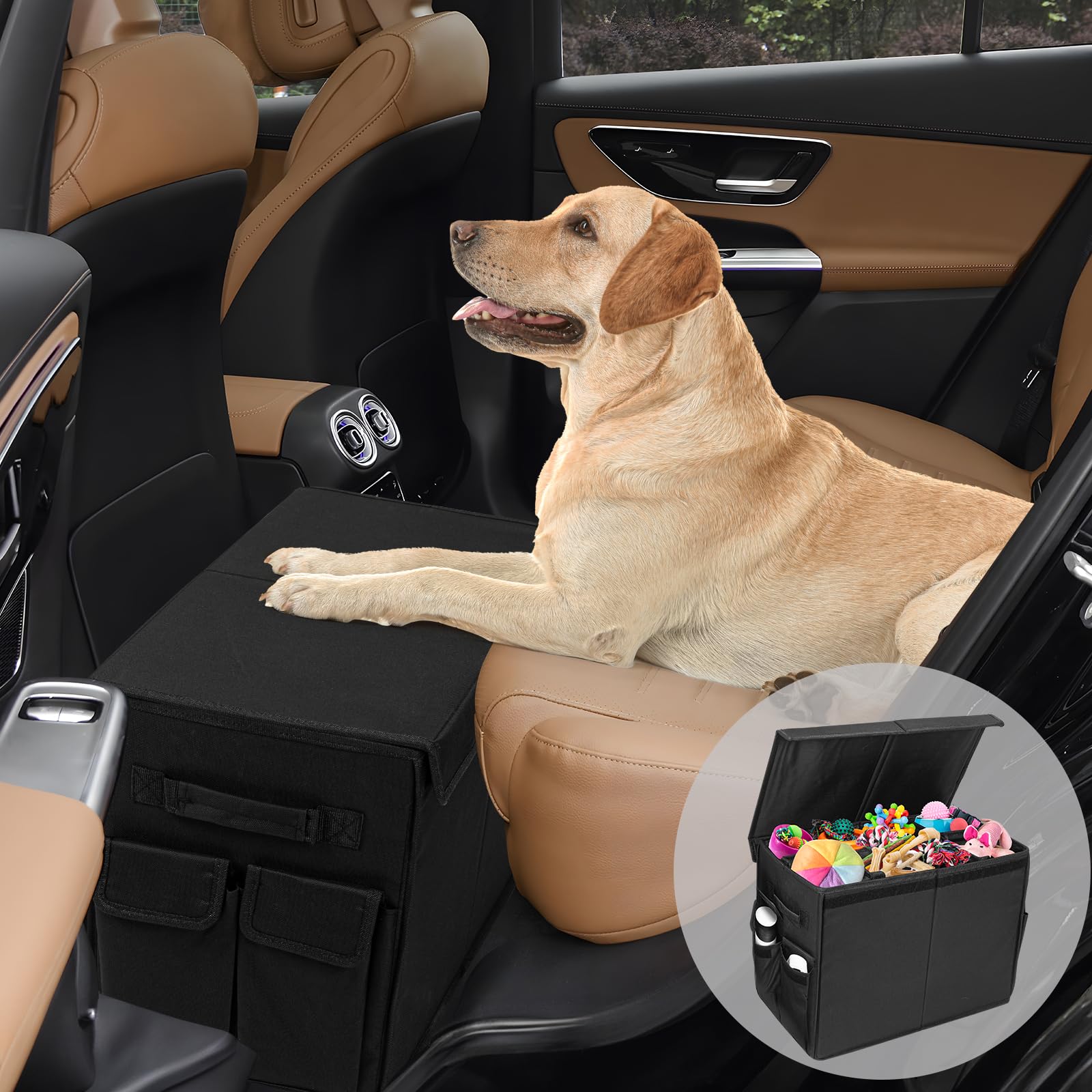 Earond Dog Seat Extender For Dogs Up To 200Lbs, Dog Back Seat With Storage Pockets, Collapsible Front And Backseat Extender For 