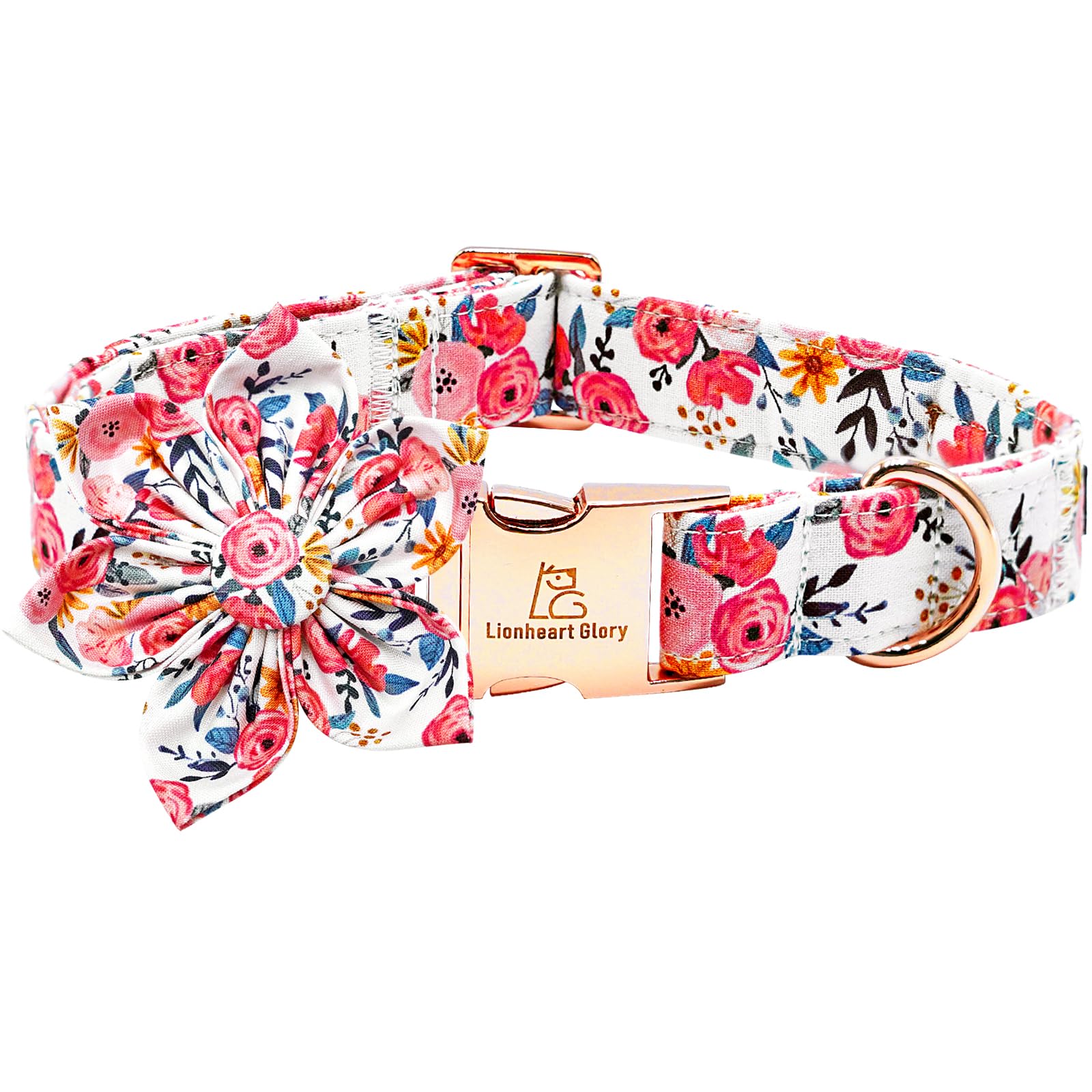 Lionheart Glory Floral Dog Collar - Soft, Durable & Adjustable for Large Dogs