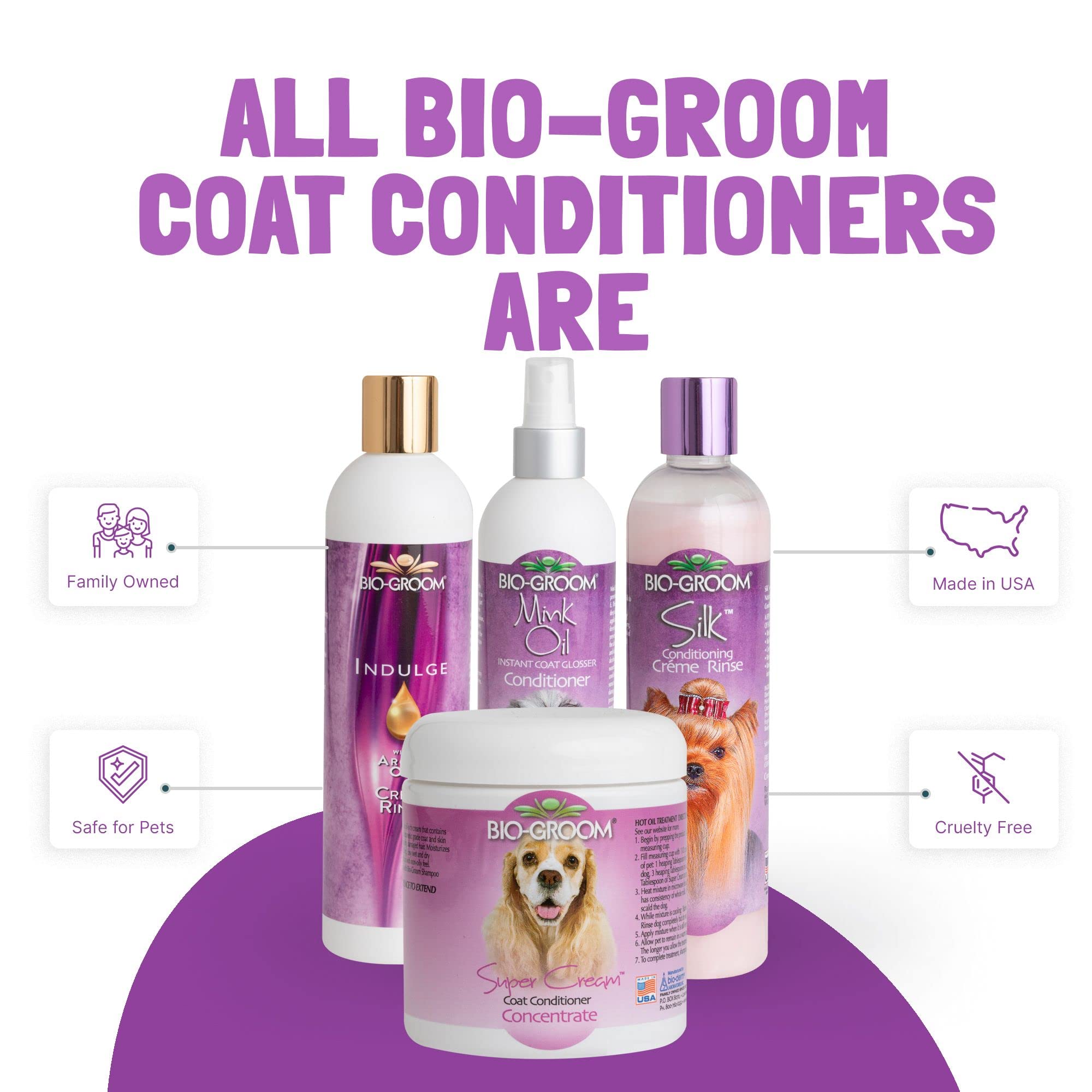 Bio-Groom Super Cream Dog Conditioner - Concentrated Coat Conditioner, Dog Bathing Supplies, Puppy Wash, Cat & Dog Grooming Supplies For Sensitive Skin, Cruelty-Free, Made In Usa - 8 Fl Oz 1-Pack