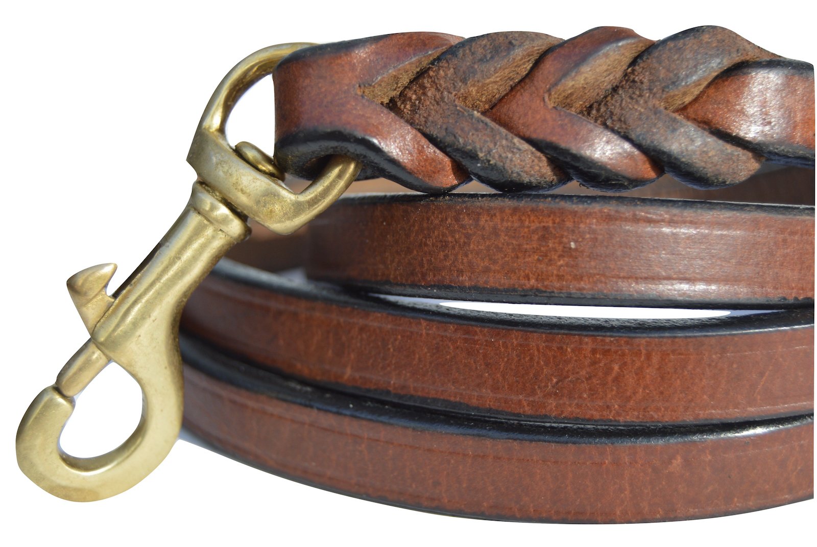 Soft Touch Collars Leather Braided Dog Leash, Brown With Padded Handle For Comfort, 6 Foot