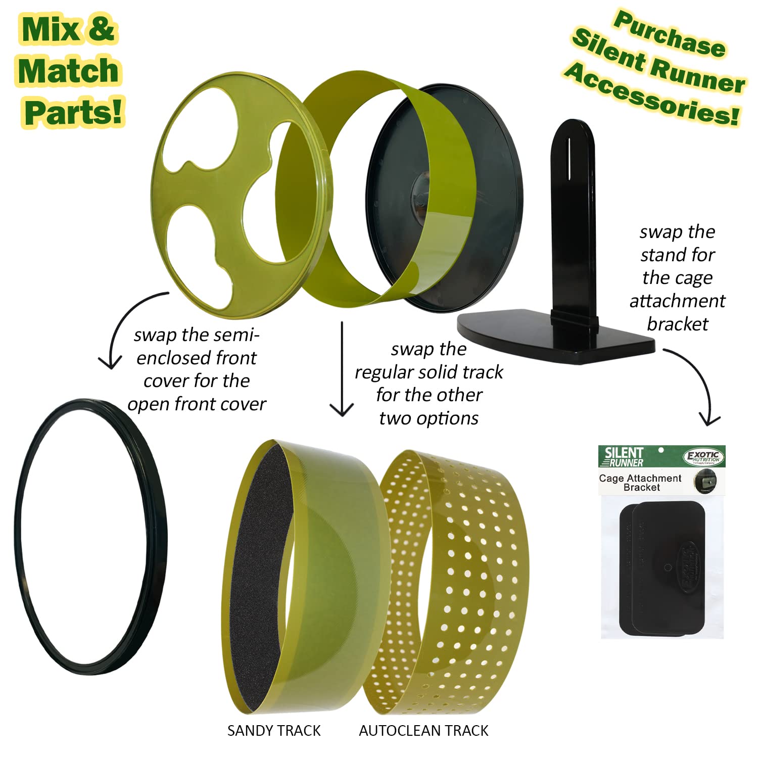 Silent Runner 12' Wide + Cage Attachment - Silent, Fast, Durable Exercise Wheel - Sugar Gliders, Degus, Rats, Hedgehogs, Prairie Dogs & Small Pets