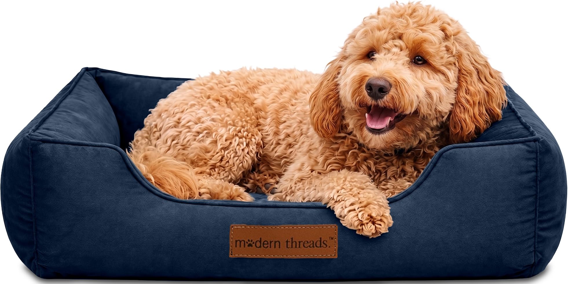 Modern Threads Luxury Dog Bed - Comfortable Tufted Velvet Cushion for Small to Large Dogs - Machine Washable - Durable & Cute Sl