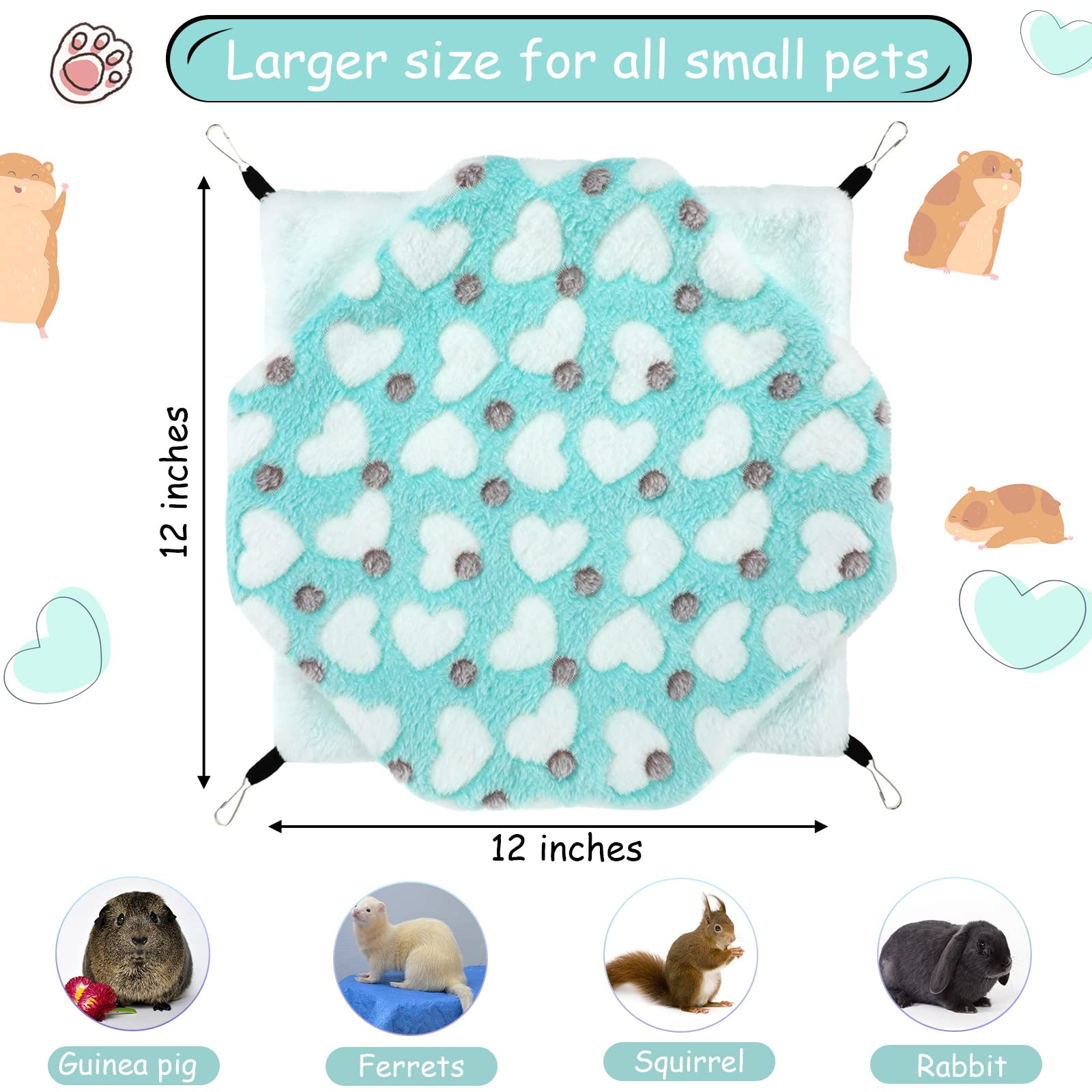 Boao 2 Pcs Guinea Pig Rat Hammock Guinea Pig Hamster Ferret Hanging Hammock Accessories For Small Animals Chinchilla Parrot Suga