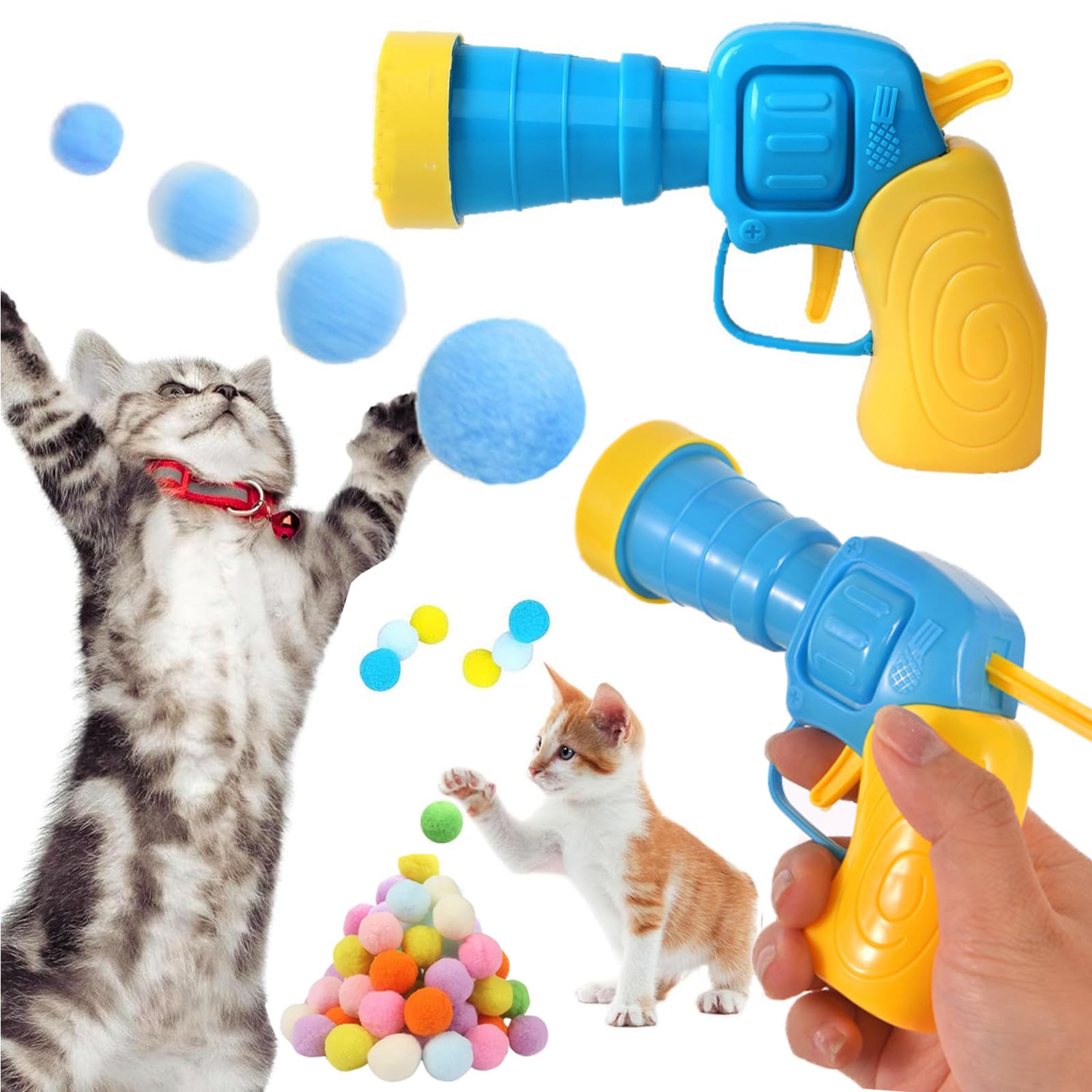 Bdelrinque 102Pcs Interactive Cat Toys Set, Cats Toys For Persian, Cat Toy Ball, Interactive Cats Toy Ball With Plush, Indoor Ex