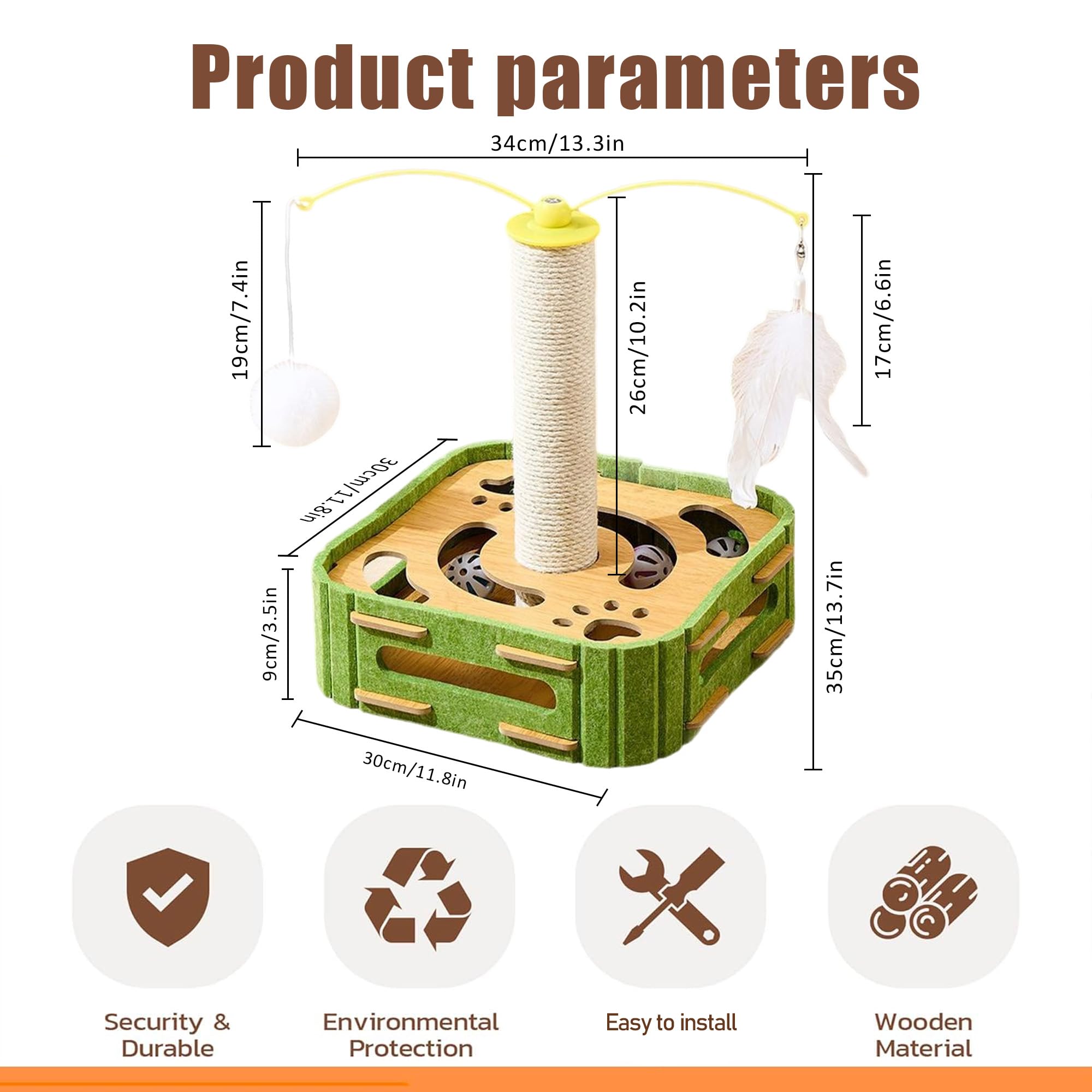 Superpaws Cat Puzzle Toys Interactive Dancer Teasing Box With Squeaky Toys And Scratching Felt,Kitten Track Ball Toy For Indoor