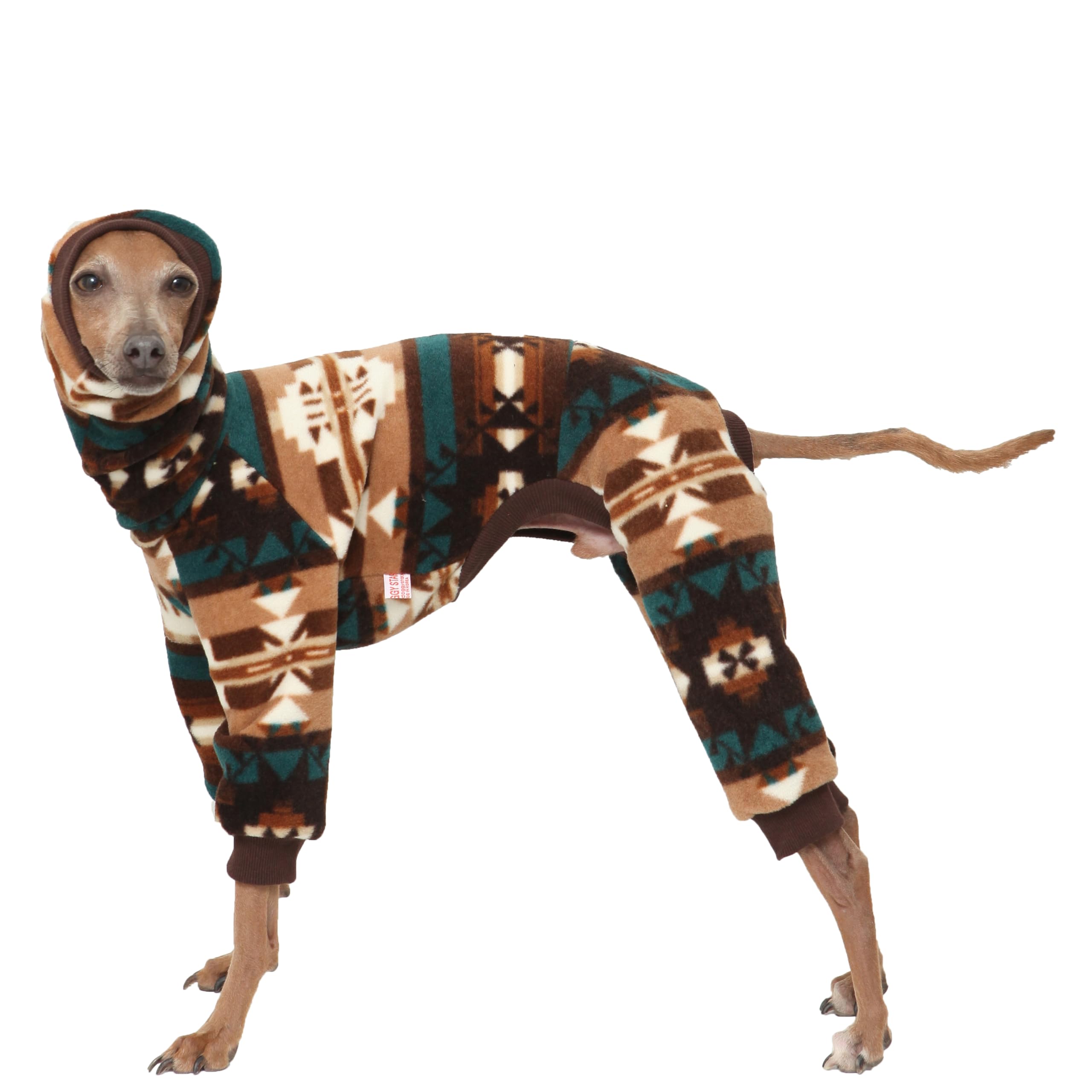 D DOGGY STAR Italian Greyhound Sweater Turtleneck Outfit Nordic Fleece Onesie Clothes Whippet for Dog Coat (XL,Brown Nordic)