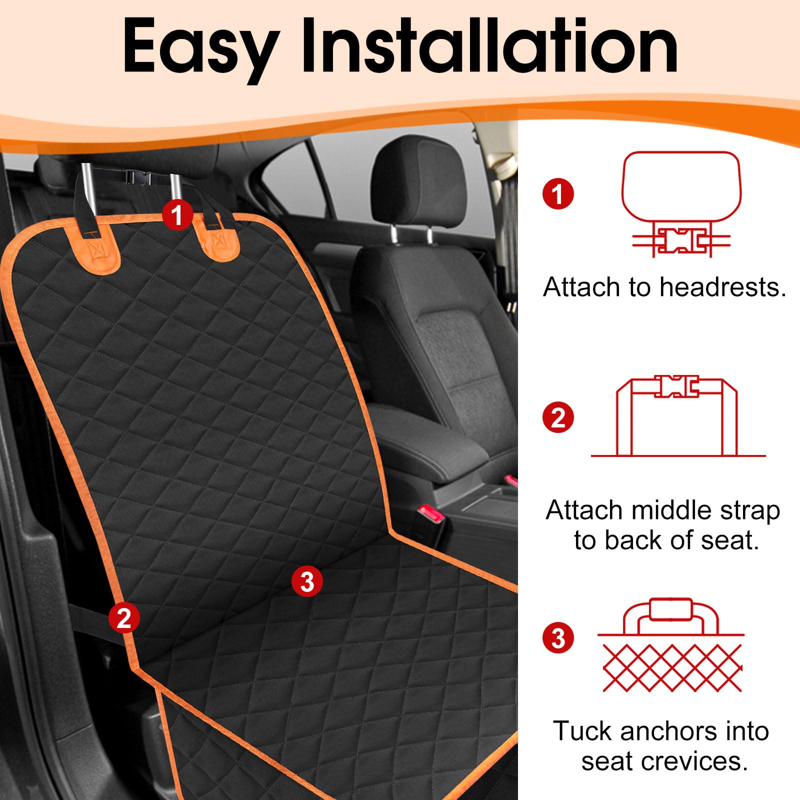 NECKORY Front Dog Seat Cover, Waterproof Car Seat Covers for Dogs Nonslip Scratch-Proof Dog Seat Cover Front Seat Cover for SUV,