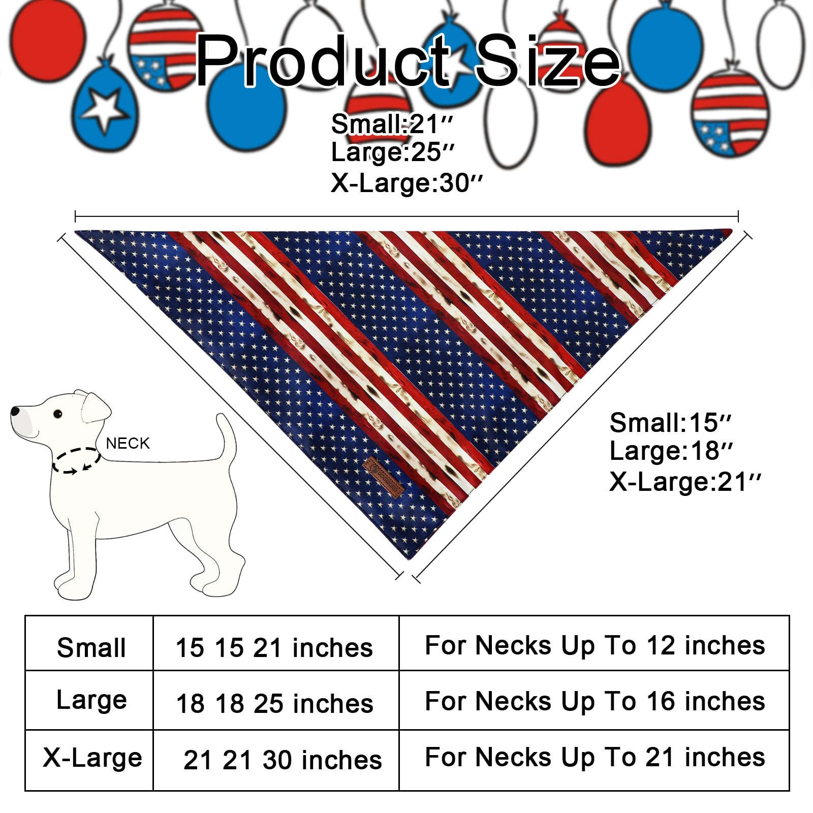 Dogwong American Flag Dog Bandanas 2 Pack, 4Th Of July Triangle Reversible Independence Patriotic Pet Scarf Durable Bandana For