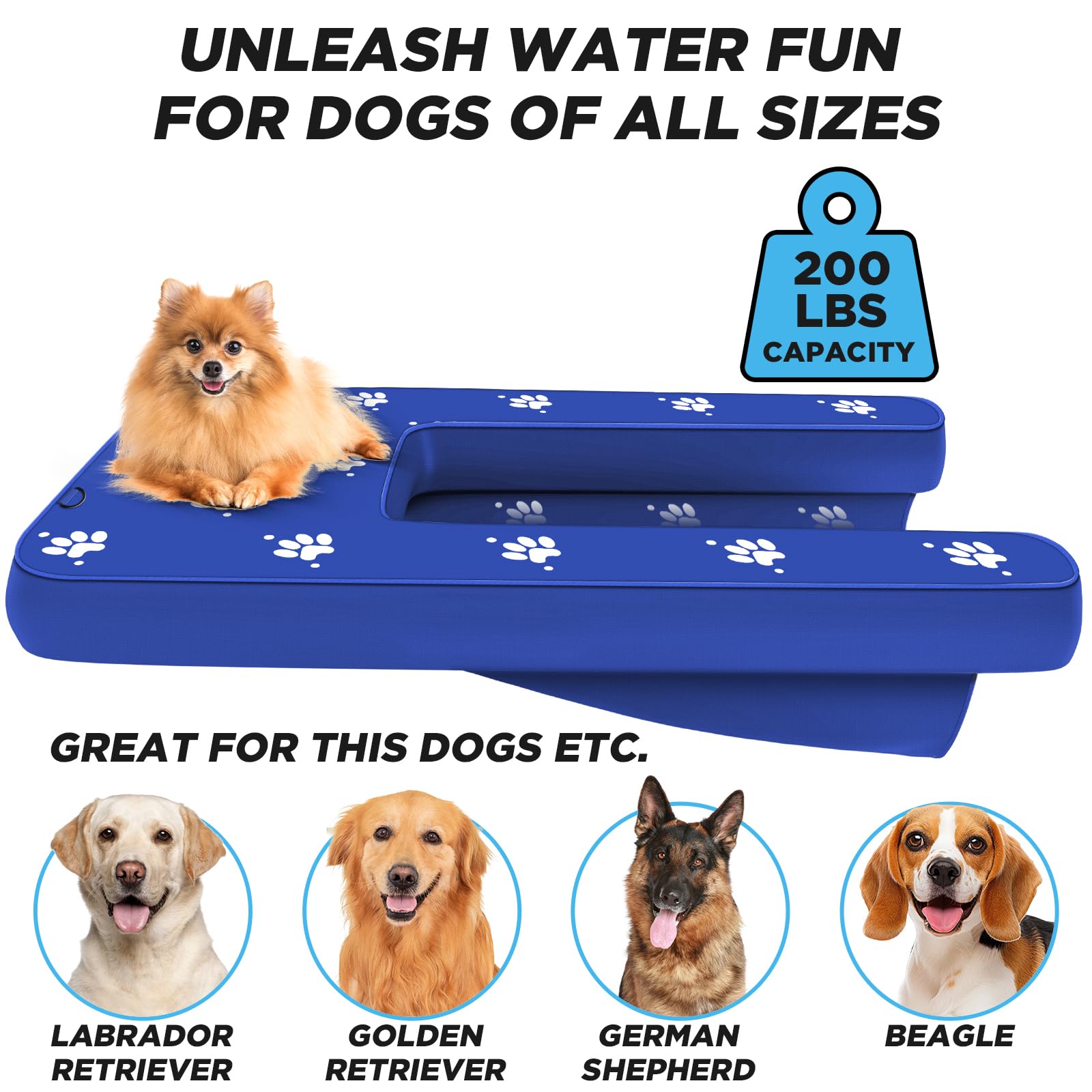 NGNFZQ Inflatable Dock Platform with Electric Pump, Non-Slip Water Ramp for Dogs, 4.7ft x 3ft x 6in, Blue, Model NGP462501