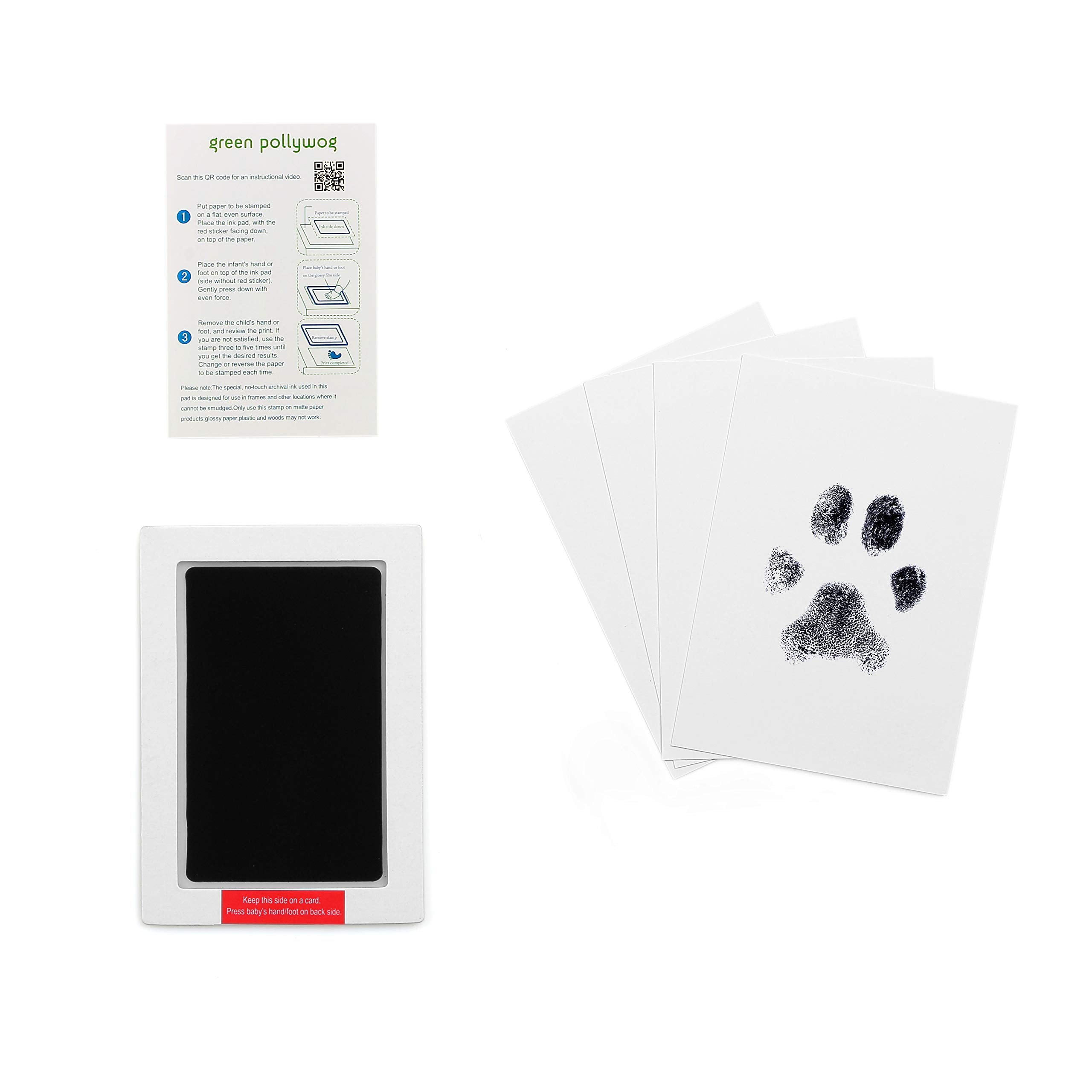 Green Pollywog | Extra-Large Clean Touch Inkless Ink Pad For Pets | Paw/Nose Prints For Dogs & Cats Non-Toxic | Paw Print Stamp Kit | Dog Paw Print Kit | Cat Footprint Keepsake (1-Pack)