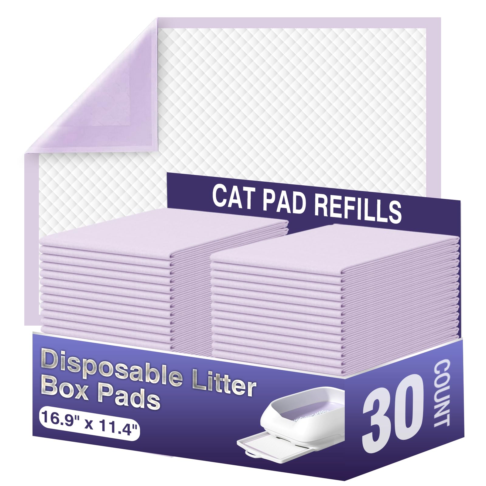 Immcute Cat Pads 16.9'' X 11.4'', 30 Ct | Pee Pads For Cats | Thickened 6-Layer Super Absorbent Pads | Cat Pads For Tidy Cats Br