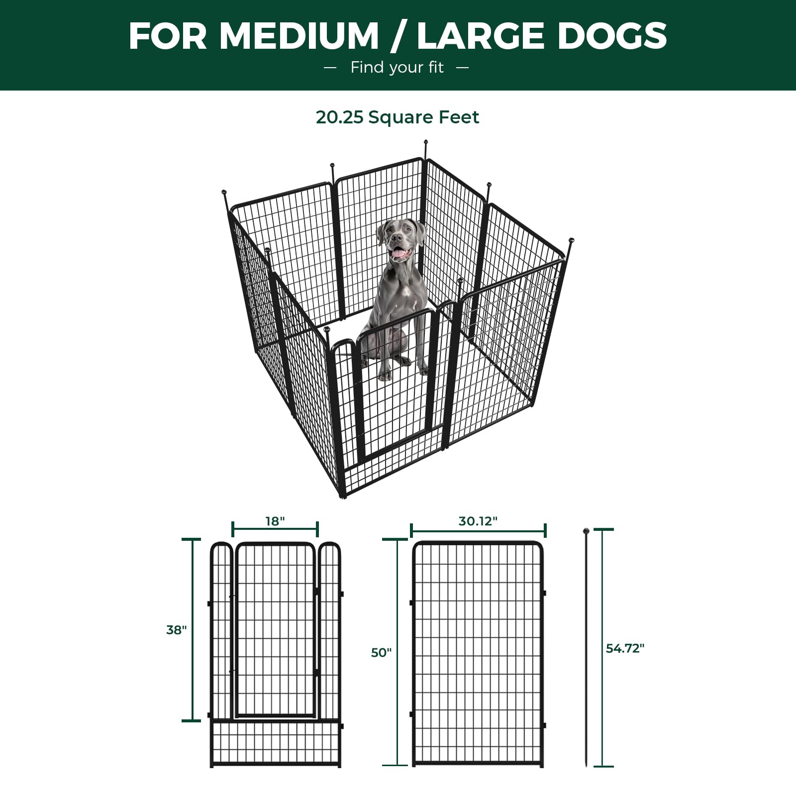 Fxw Rollick Dog Playpen For Yard, Rv Camping, 50 Inch 8 Panels For Large Dogs│Patented