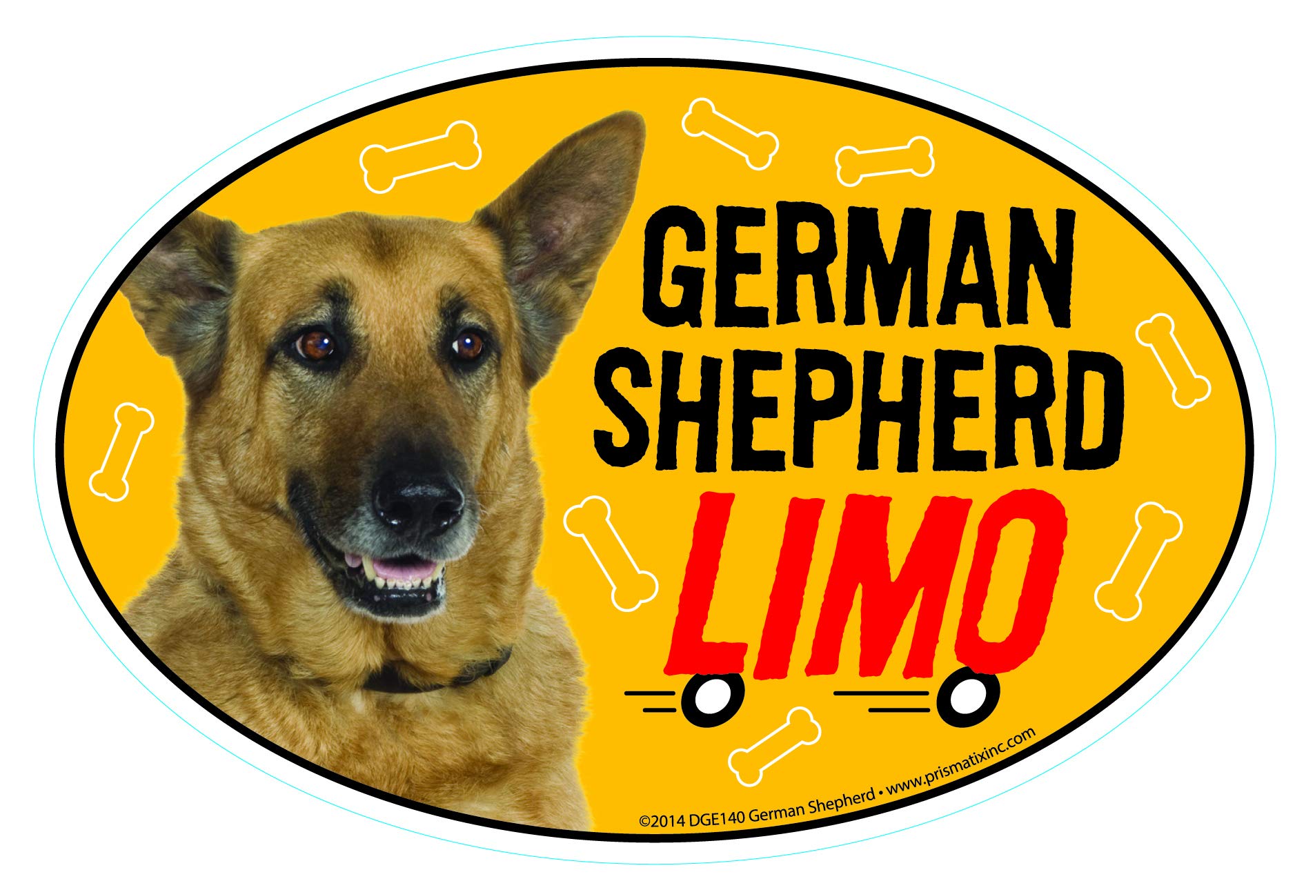 Prismatix Decal German Shepherd Car Magnets: German Shepherd Limo On Board - Oval 6'' X 4'' Auto/Truck/Refrigerator/Mailbox (Fun