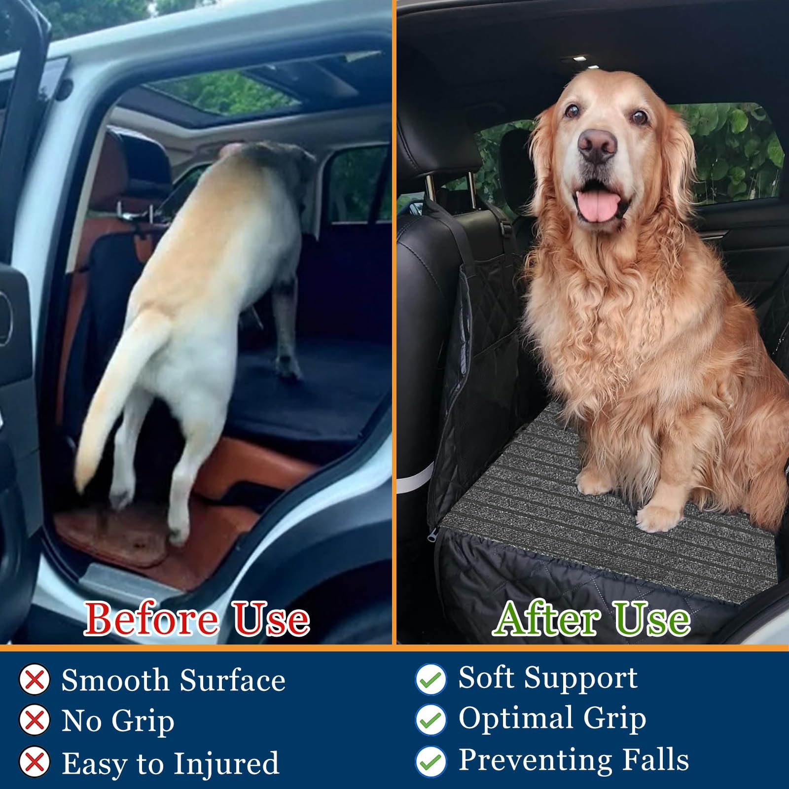 Dog Mat For Back Seat Extender, Non-Slip Dogs Rug For Car Back Seat Cover With Hard Bottom, Waterproof Pet Protector Pad Fit Dog