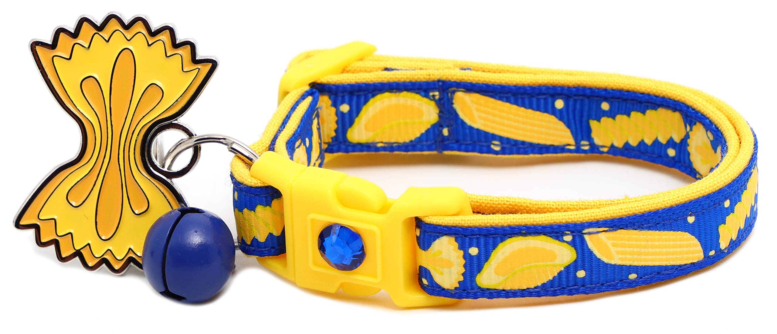 Noodle Cat Collar - Safety - Breakaway - Charm And Bell - Pugs2Persians (Small(10 Lbs & Less), Blue)