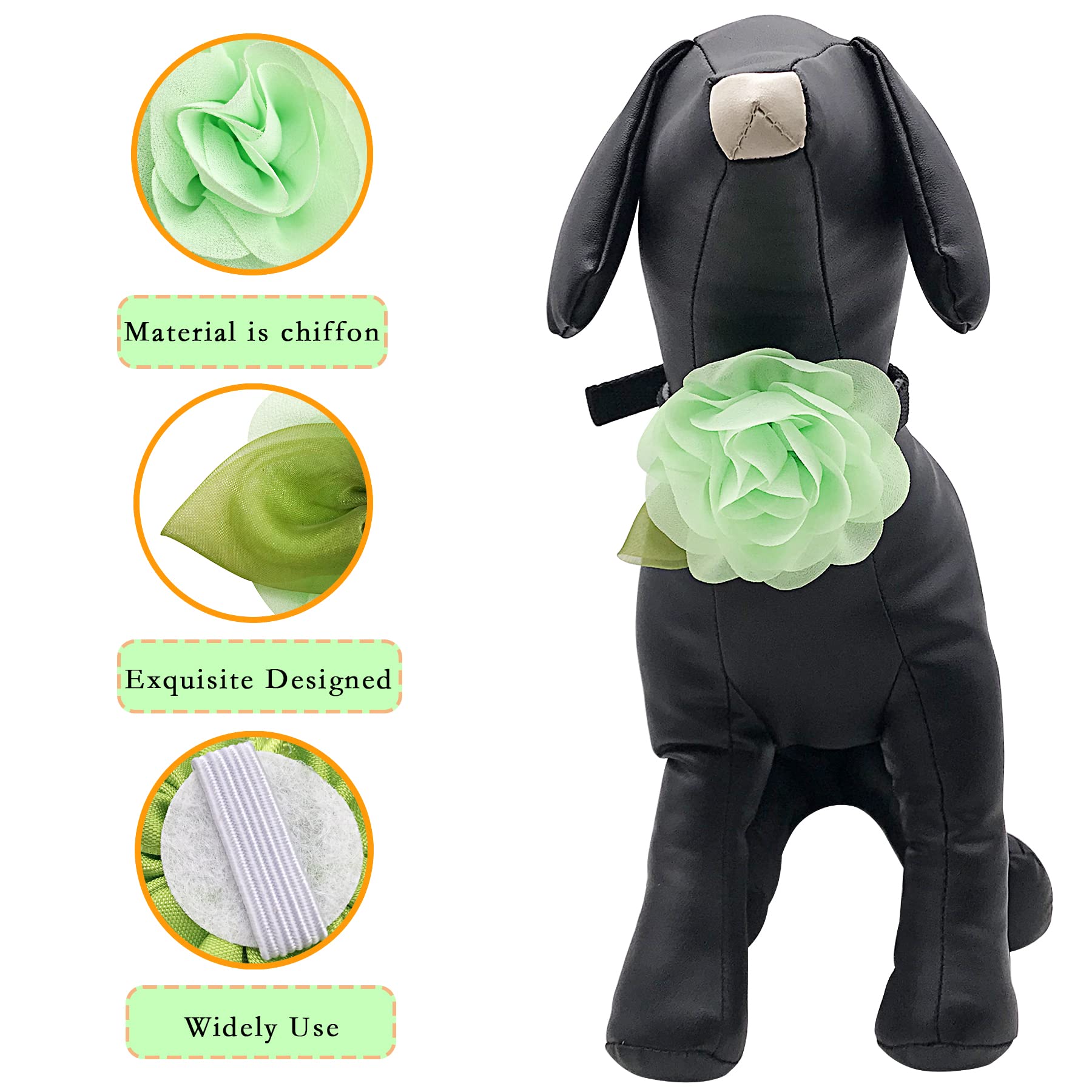 Pet Show 12Pcs Green Dog Collar Bows And Flowers Attachment For Girls Boys Puppies Cats Small Medium Dogs Collars Embellishment Decor For Wedding Birthday Parties Grooming Accessories