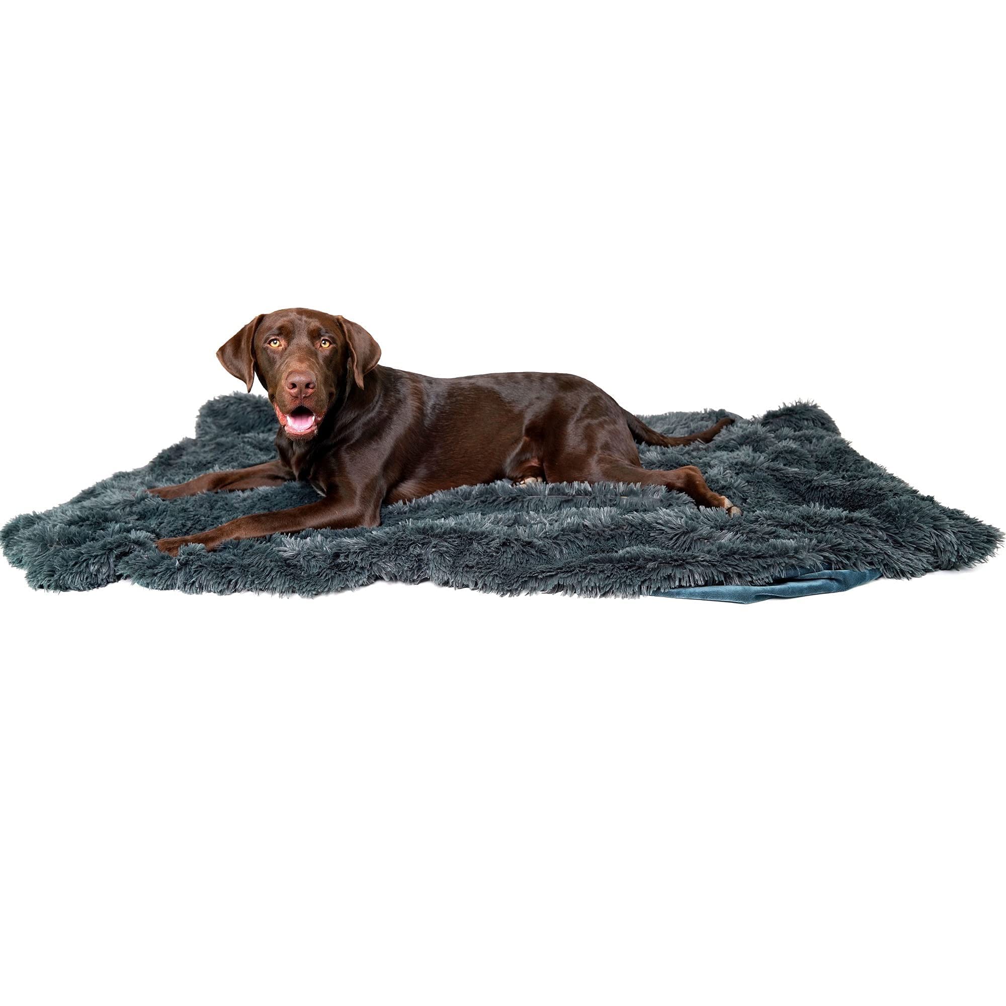 Pawproof Fuzzy Pet Throw Blanket - Waterproof Blanket For Dogs & Cats - Faux Fur & Ultra-Soft Microsuede - Grey L Size (48'X76'