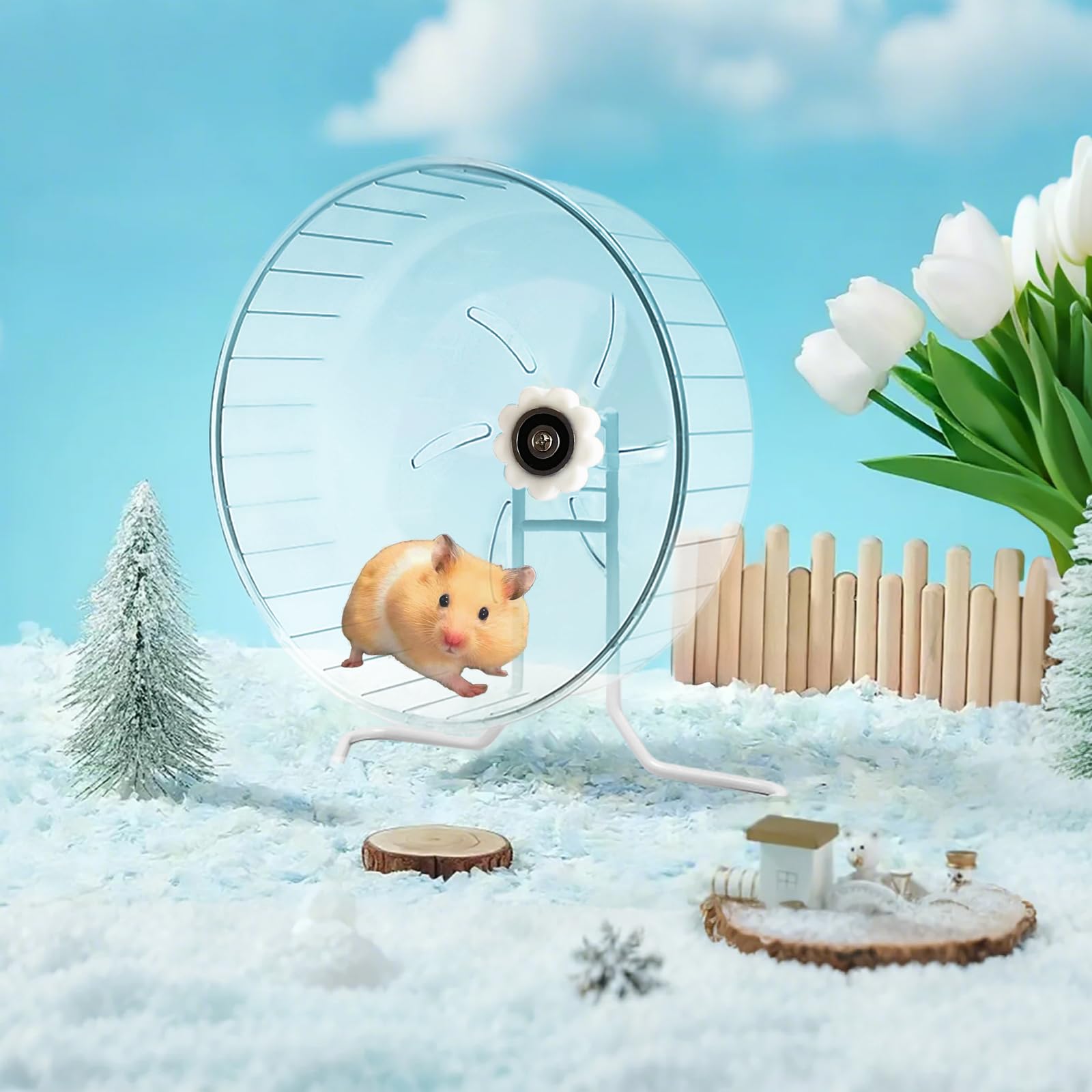 Sirvarni Silent Hamster Exercise Wheel - Hamster Toys Cages Accessories 9.45 Inch Running Spinner With Iron Stand Quite Runner F