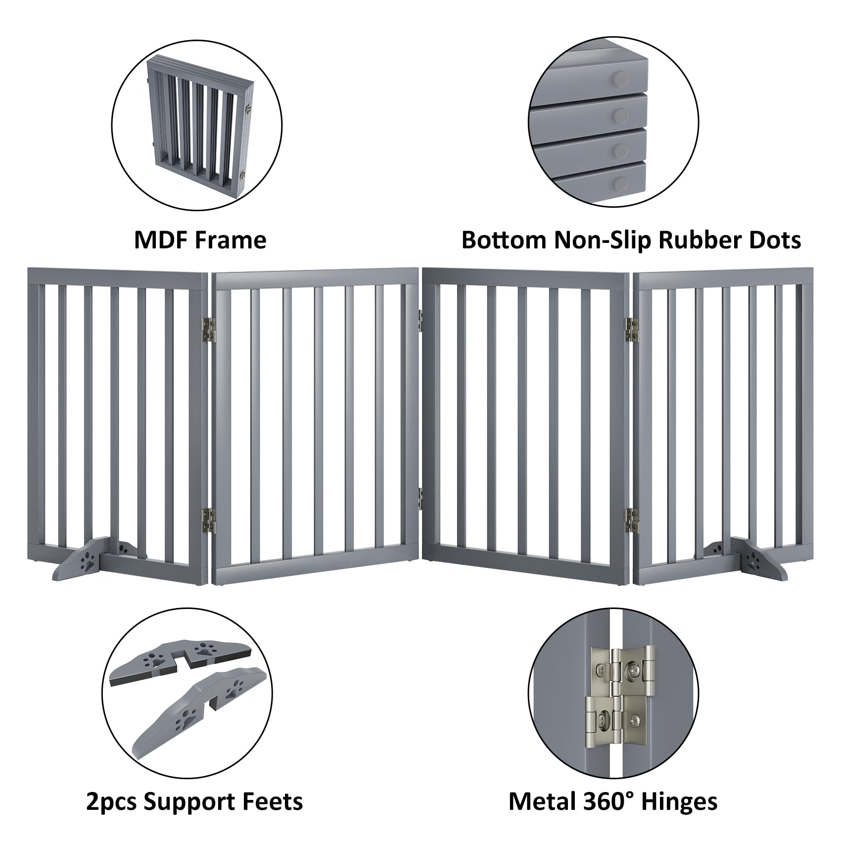 Mino Kesper Dog Gates for Doorways 74-Inch Wide Freestanding Pet Gates for Dogs 24-inch Tall Dog Gates Indoor Stair House