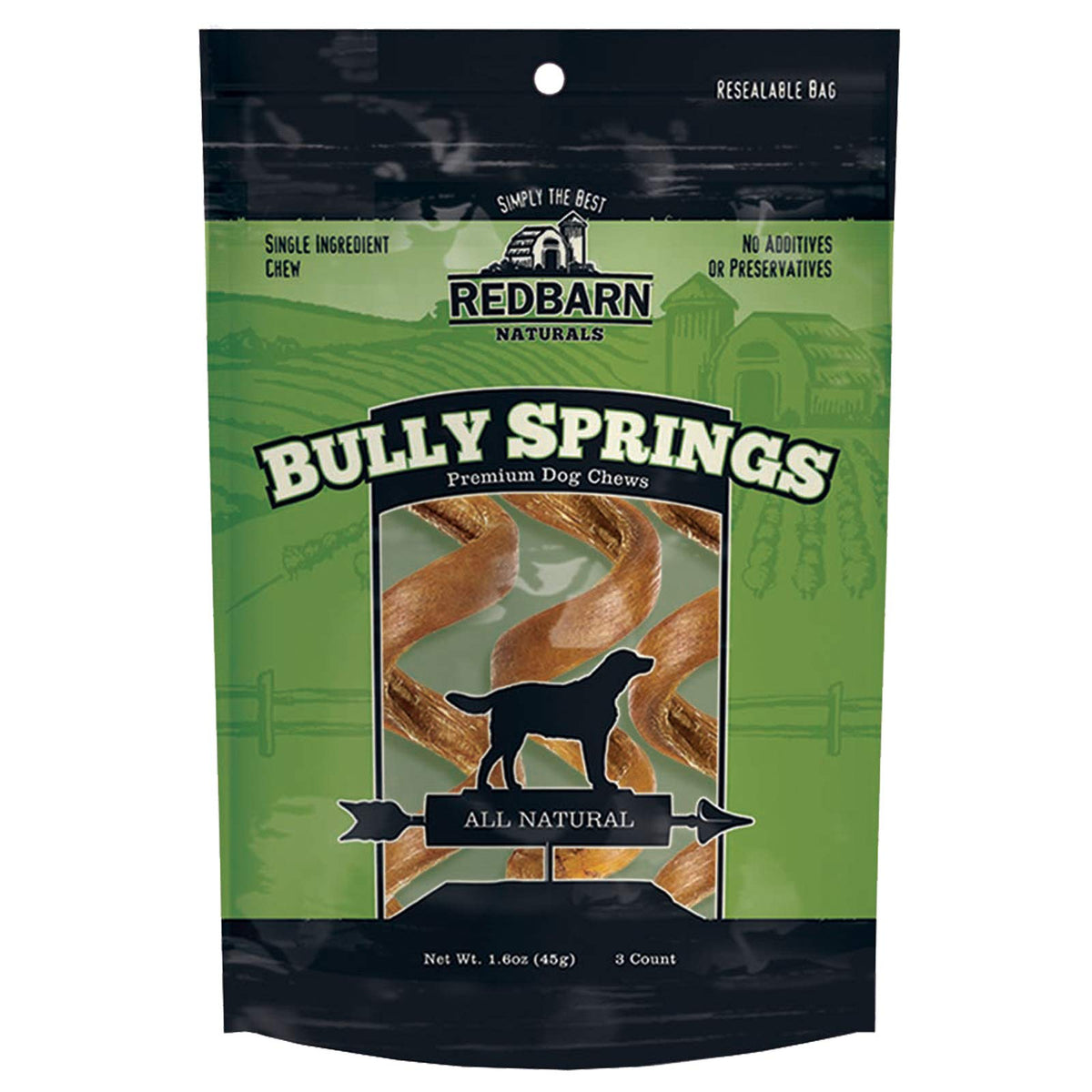 Redbarn All-Natural 4-6' Bully Springs Sticks For Dogs - Premium Grain-Free Single Ingredient Boredom Busting Dental Chew Rawhide Alternative - 3 Count